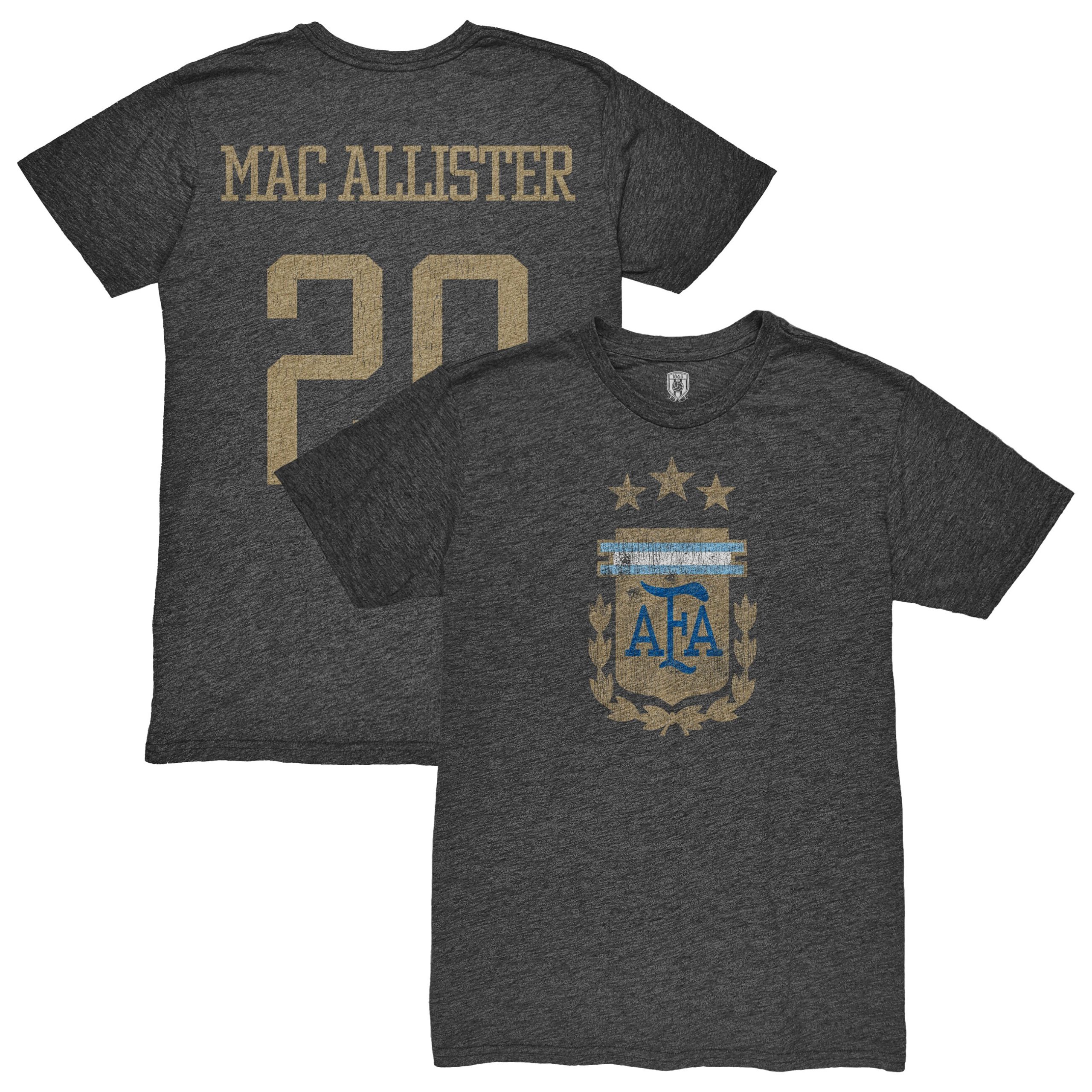 alexis mac allister argentina national team 1863fc player retro tri-blend t-shirt – heather black Collection | Australia Football Jerseys And World Cup Kits