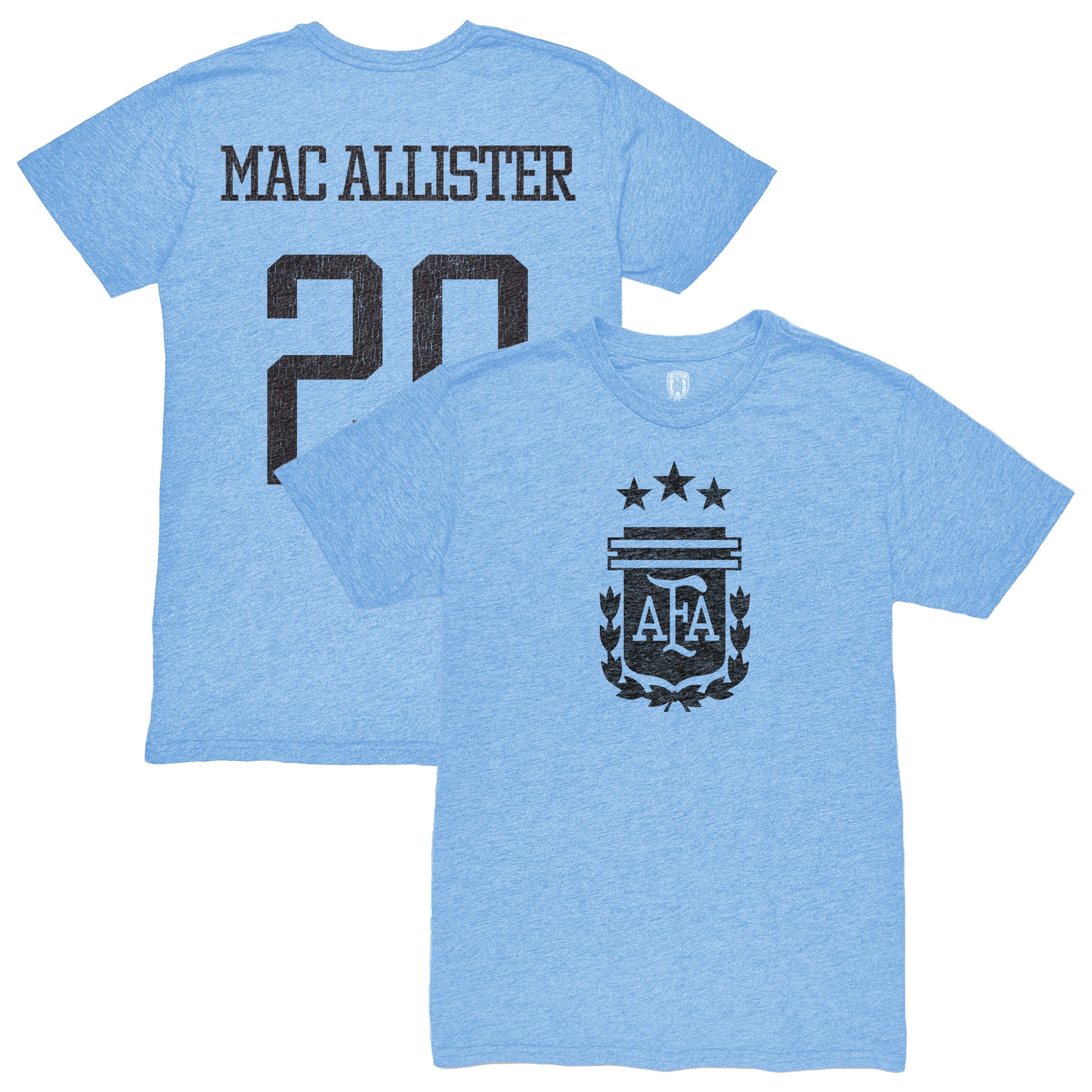 alexis mac allister argentina national team 1863fc player retro tri-blend t-shirt – light blue Collection | Australia Football Jerseys And World Cup Kits
