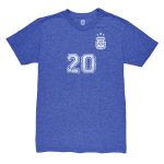 alexis mac allister argentina national team 1863fc retro name  number tri-blend t-shirt – blue Collection | Australia Football Jerseys And World Cup Kits