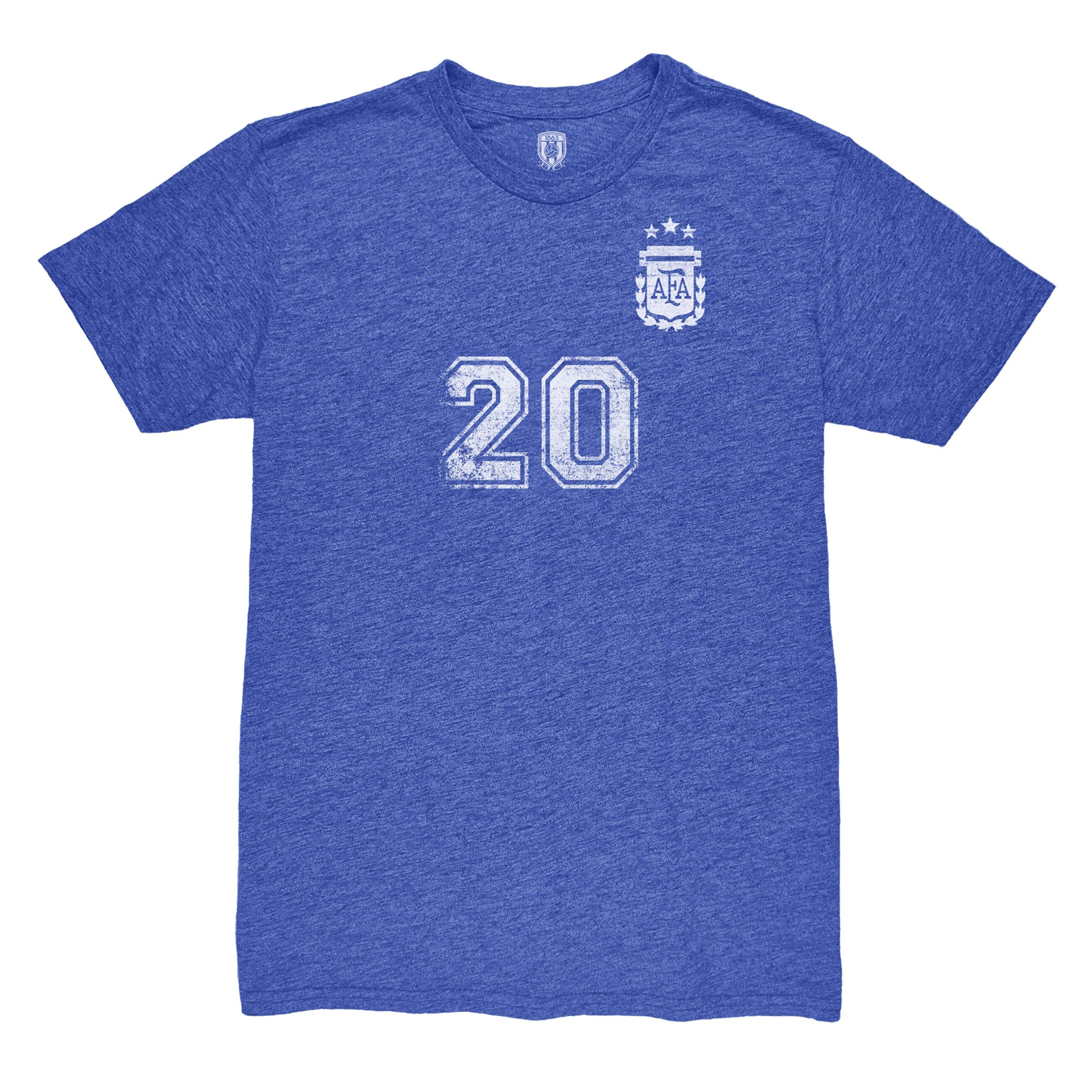 alexis mac allister argentina national team 1863fc retro name  number tri-blend t-shirt – blue Collection | Australia Football Jerseys And World Cup Kits