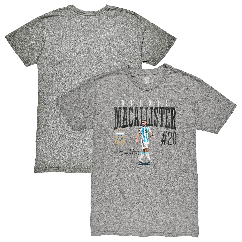 alexis mac allister argentina national team 1863fc snapshot tri-blend t-shirt – heather gray Collection | Australia Football Jerseys And World Cup Kits