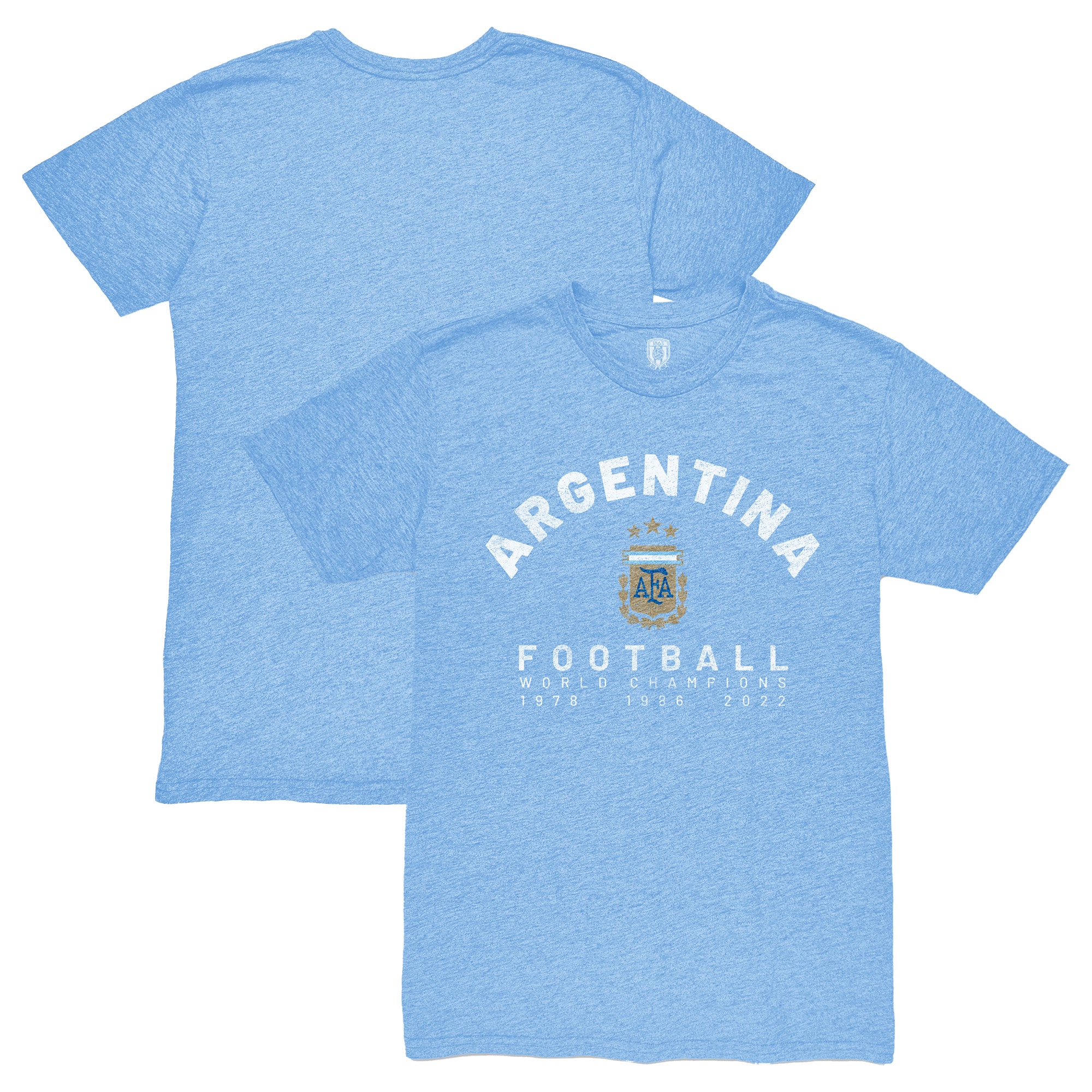 argentina national team 1863fc three-time world champions tri-blend t-shirt – light blue Collection | Australia Football Jerseys And World Cup Kits