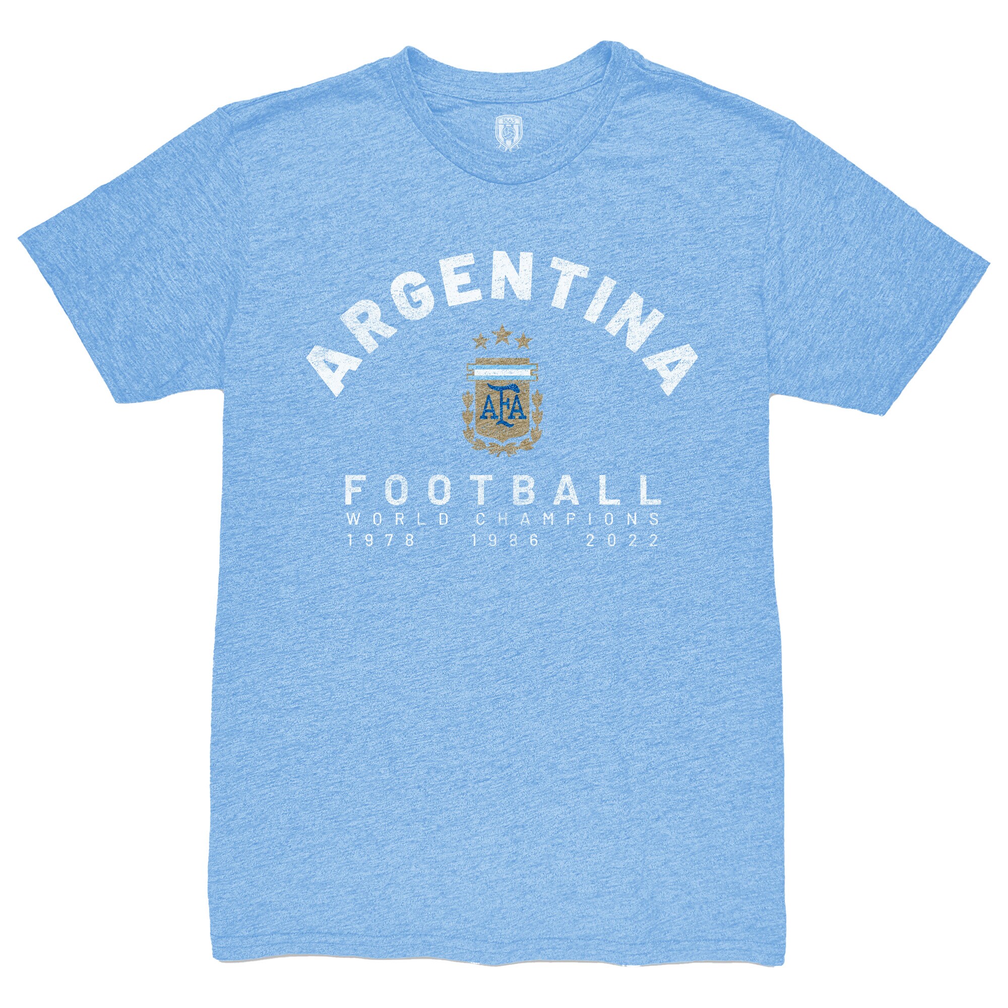 argentina national team 1863fc three-time world champions tri-blend t-shirt – light blue Collection | Australia Football Jerseys And World Cup Kits