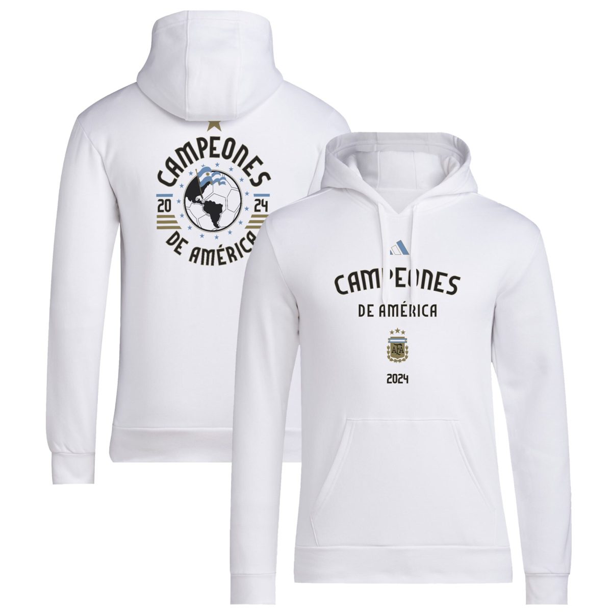 argentina national team adidas 2024 copa america champions pullover hoodie – white Collection | Australia Football Jerseys And World Cup Kits
