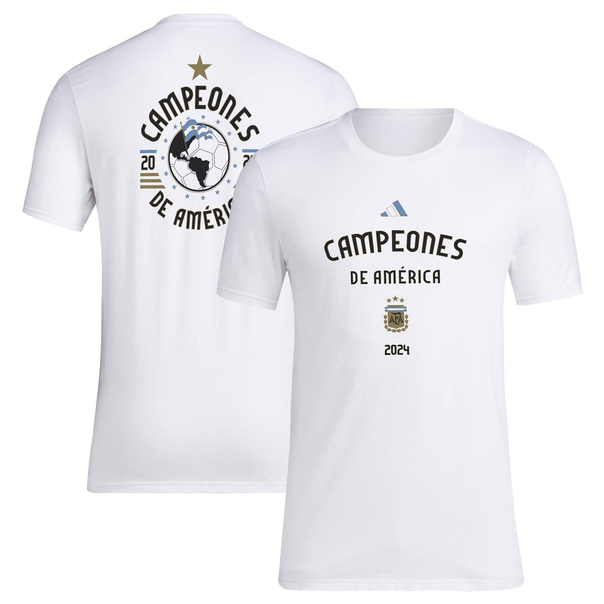 argentina national team adidas 2024 copa america champions t-shirt – white Collection | Australia Football Jerseys And World Cup Kits