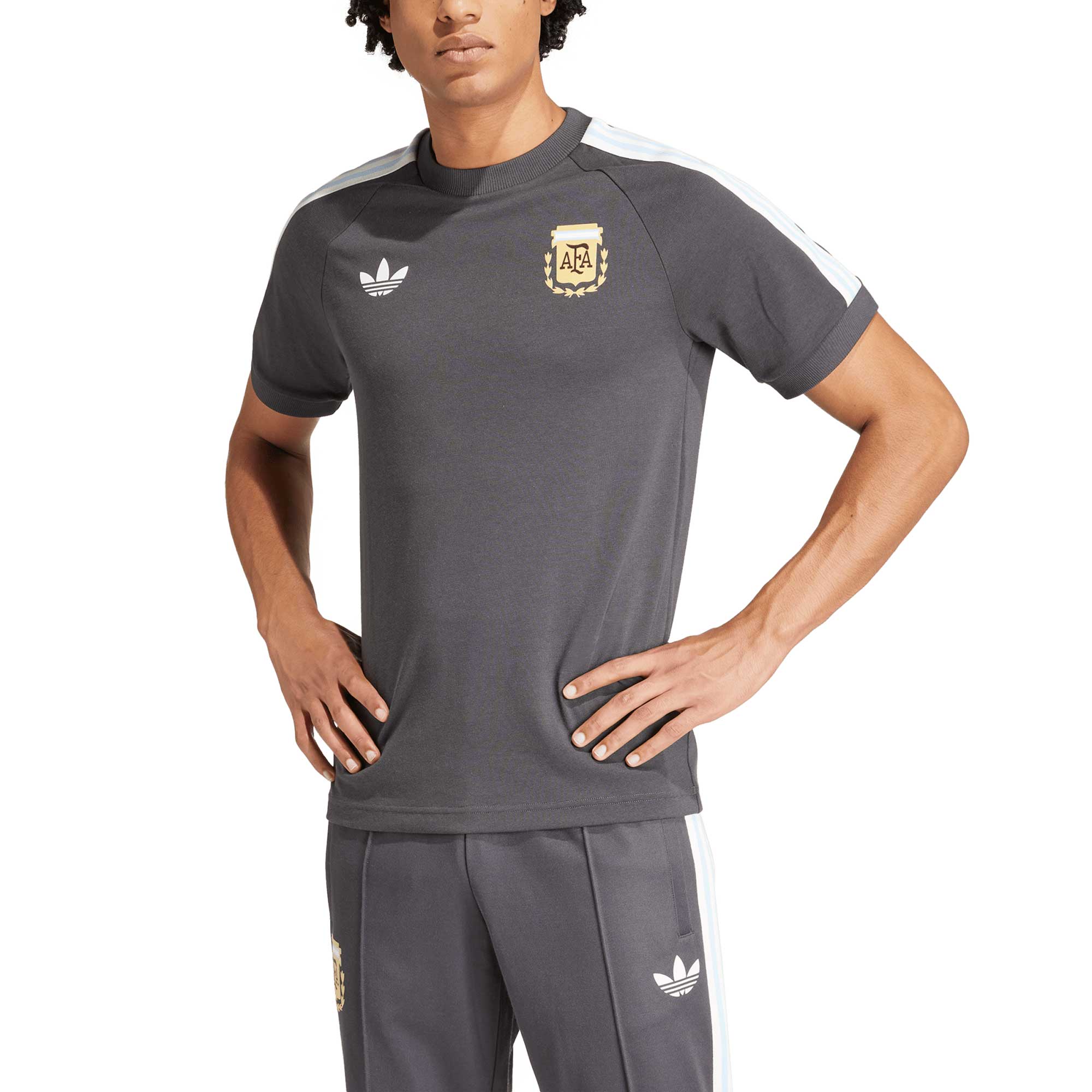 argentina national team adidas originals raglan three-stripe t-shirt – charcoal Collection | Australia Football Jerseys And World Cup Kits