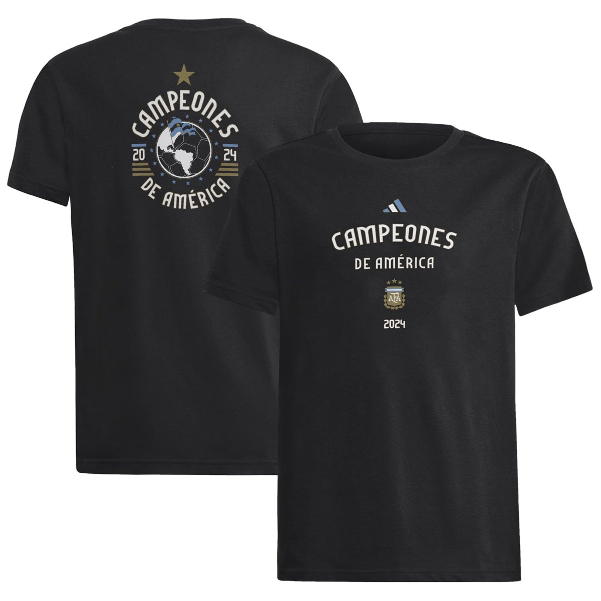 argentina national team adidas youth 2024 copa america champions t-shirt – black Collection | Australia Football Jerseys And World Cup Kits