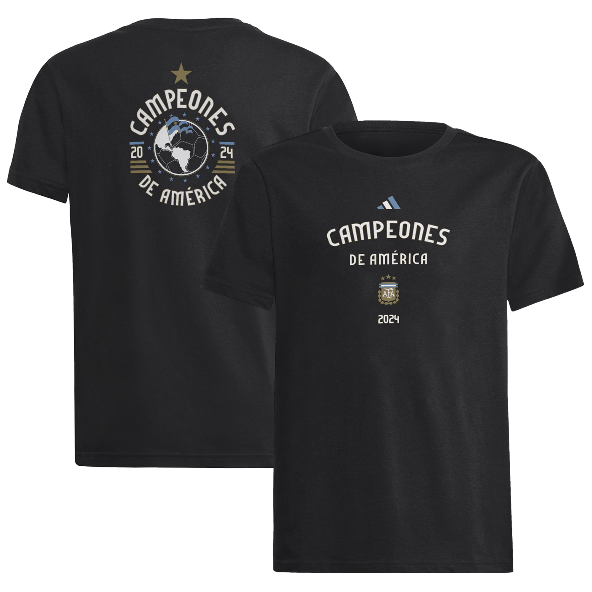 argentina national team adidas youth 2024 copa america champions t-shirt – black Collection | Australia Football Jerseys And World Cup Kits
