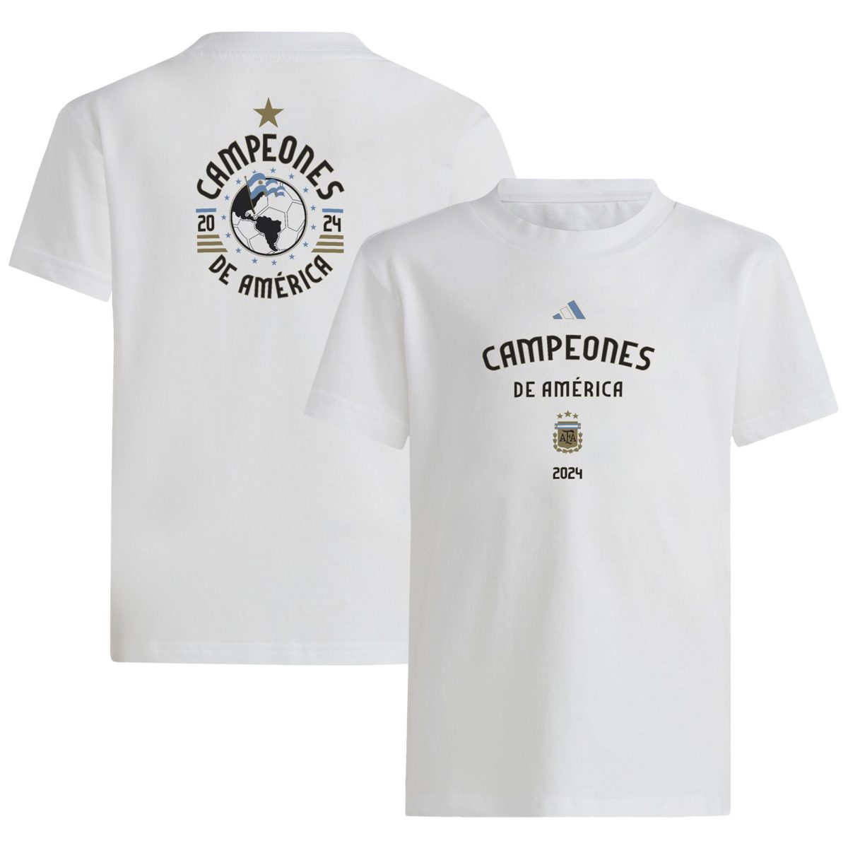 argentina national team adidas youth 2024 copa america champions t-shirt – white Collection | Australia Football Jerseys And World Cup Kits