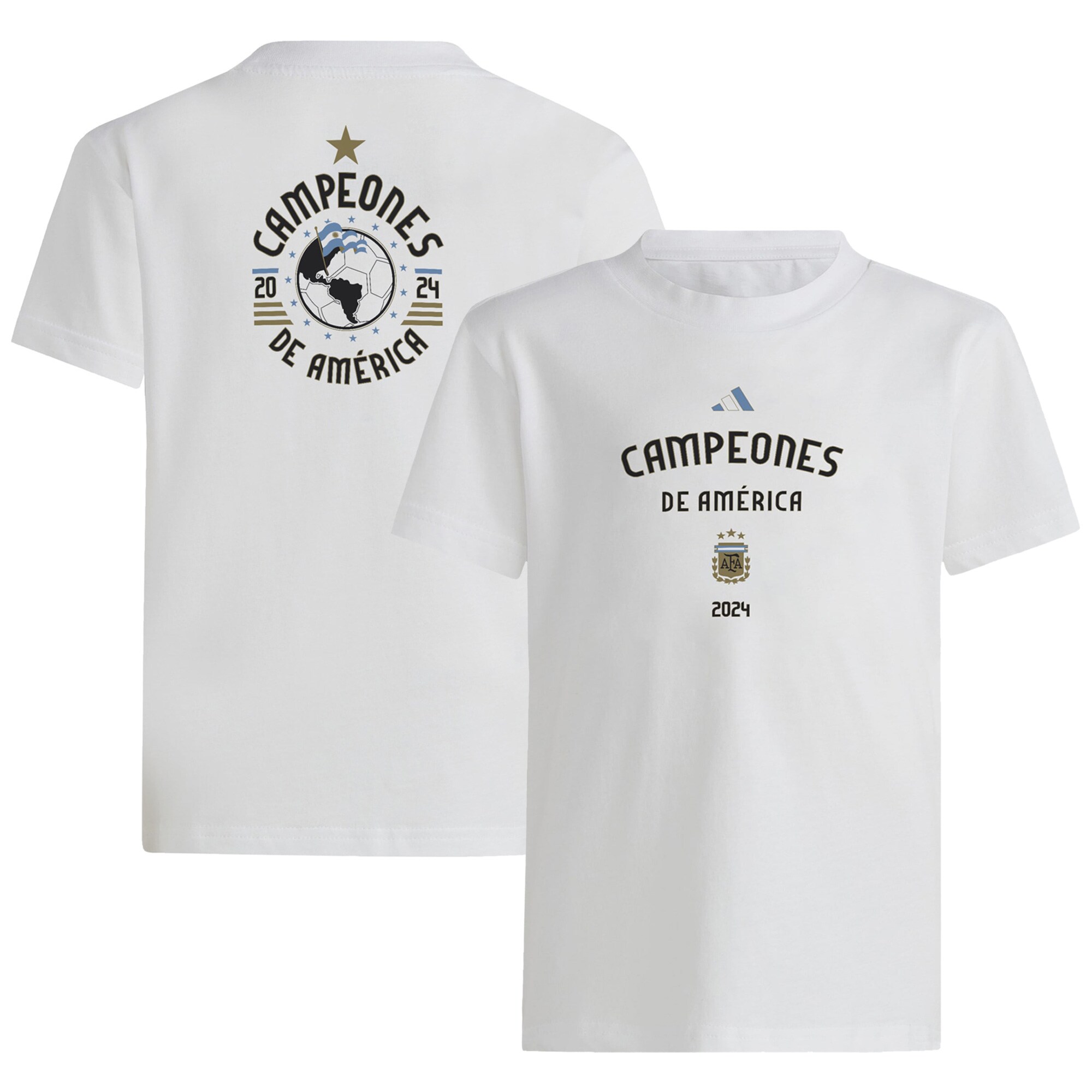 argentina national team adidas youth 2024 copa america champions t-shirt – white Collection | Australia Football Jerseys And World Cup Kits