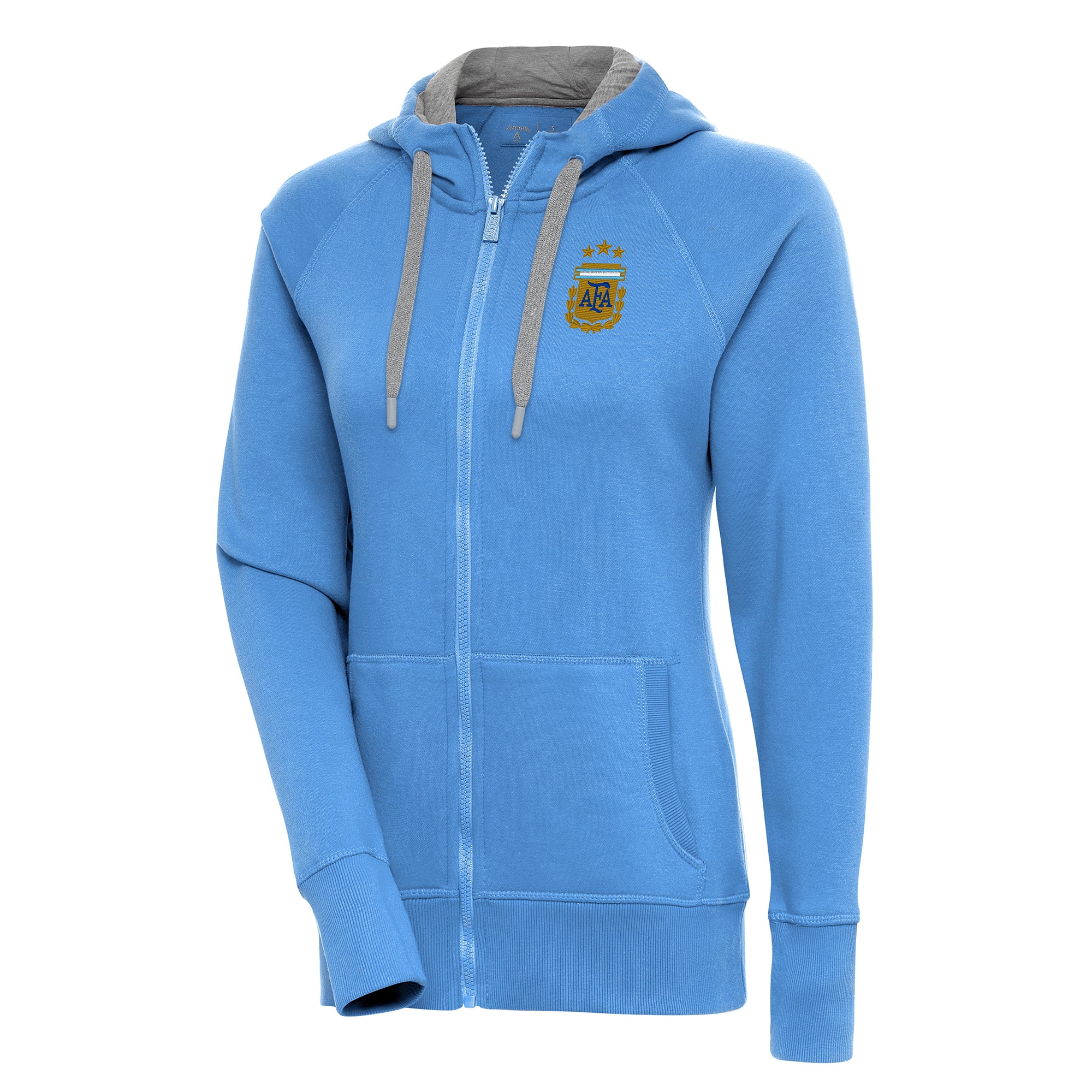 argentina national team antigua womens victory full-zip hoodie – powder blue Collection | Australia Football Jerseys And World Cup Kits