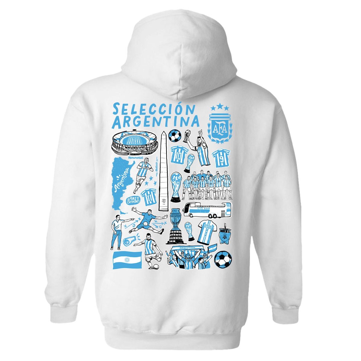 argentina national team vive la fete womens impressions artwork pullover hoodie – white Collection | Australia Football Jerseys And World Cup Kits