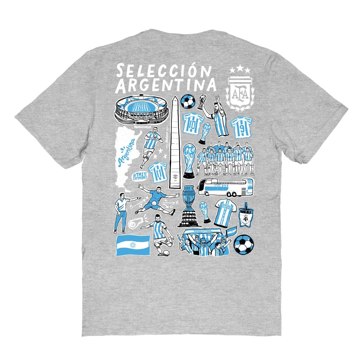argentina national team vive la fete womens impressions artwork t-shirt – heather gray Collection | Australia Football Jerseys And World Cup Kits