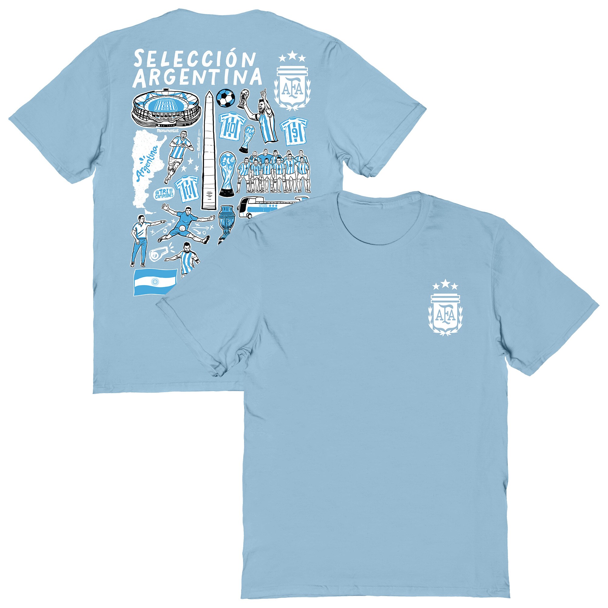 argentina national team vive la fete womens impressions artwork t-shirt – light blue Collection | Australia Football Jerseys And World Cup Kits