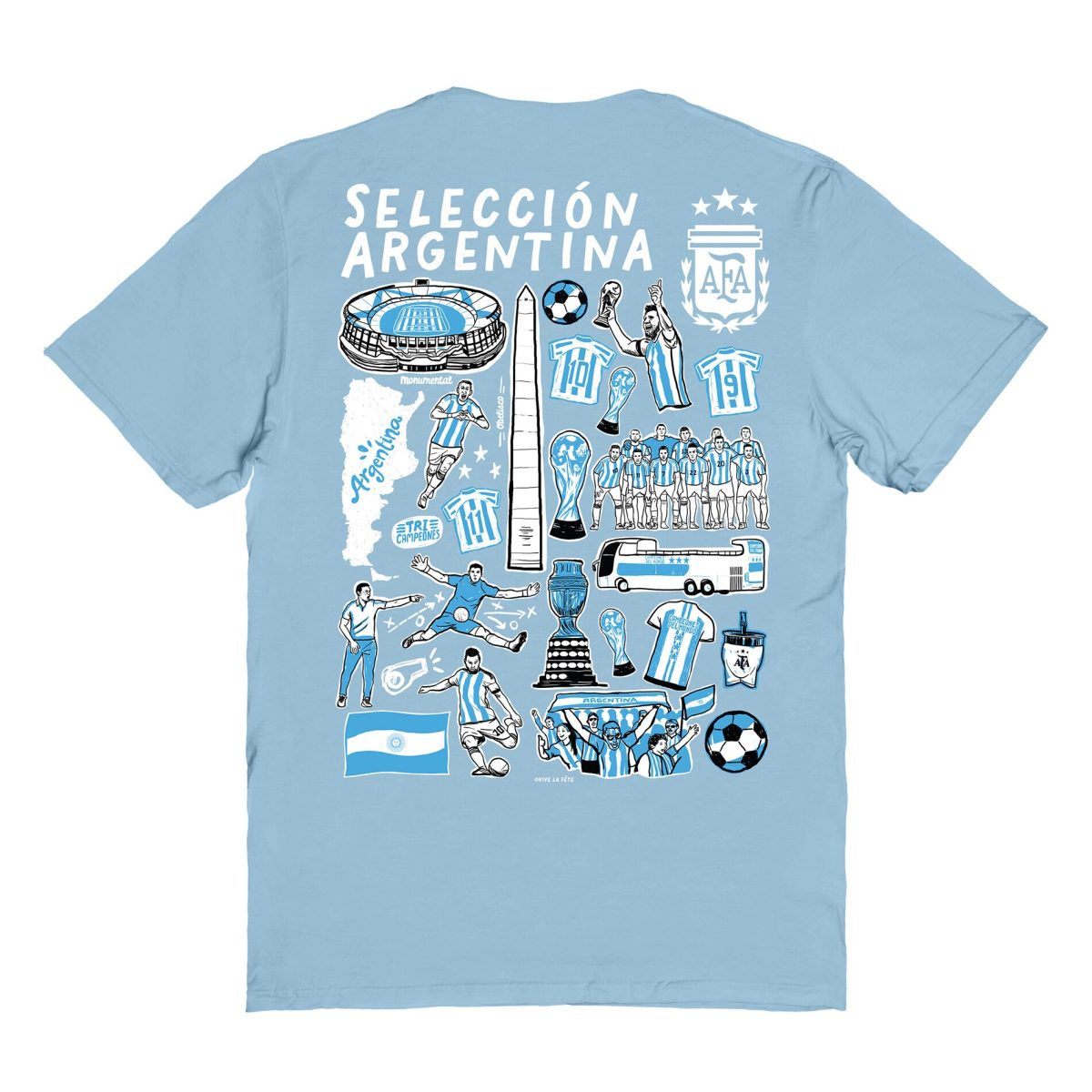 argentina national team vive la fete womens impressions artwork t-shirt – light blue Collection | Australia Football Jerseys And World Cup Kits