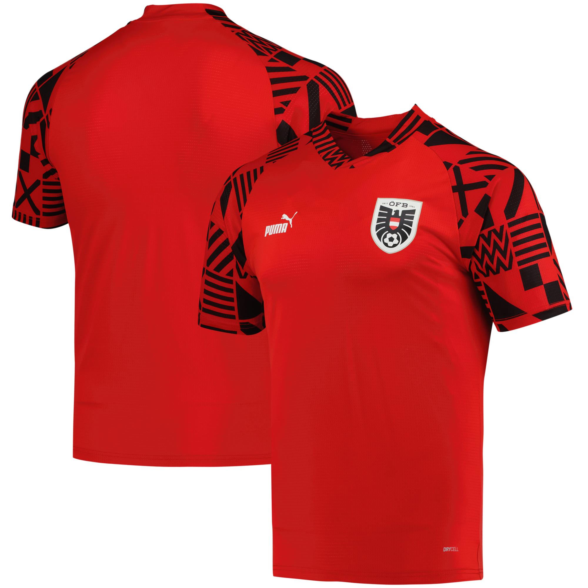 austria national team puma pre-match v-neck top – red Collection | Australia Football Jerseys And World Cup Kits