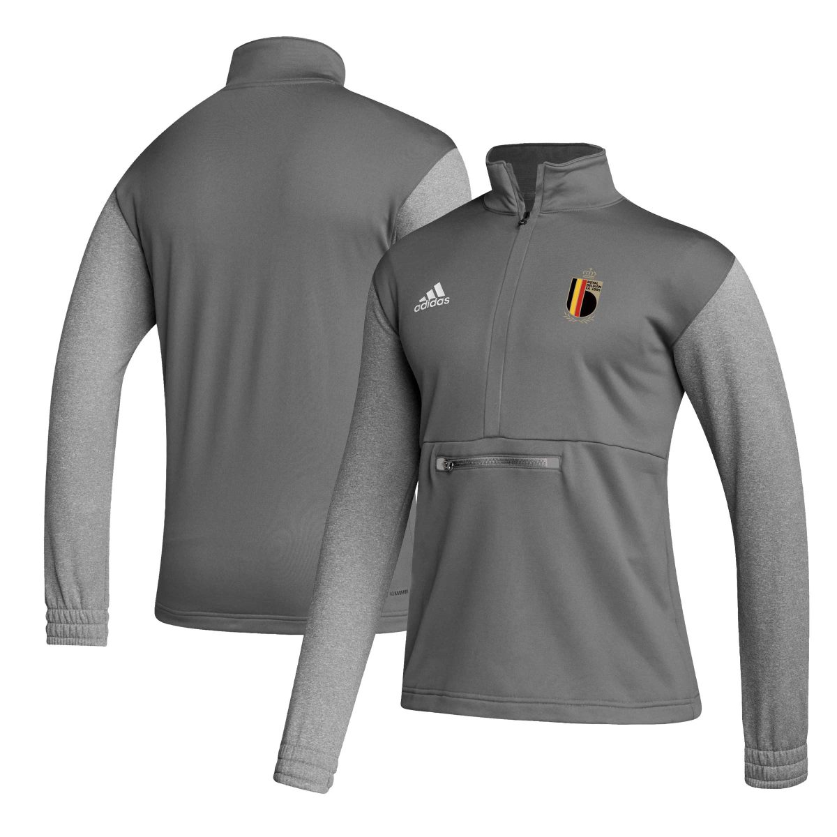 belgium national team adidas crest long sleeve half-zip top – gray Collection | Australia Football Jerseys And World Cup Kits