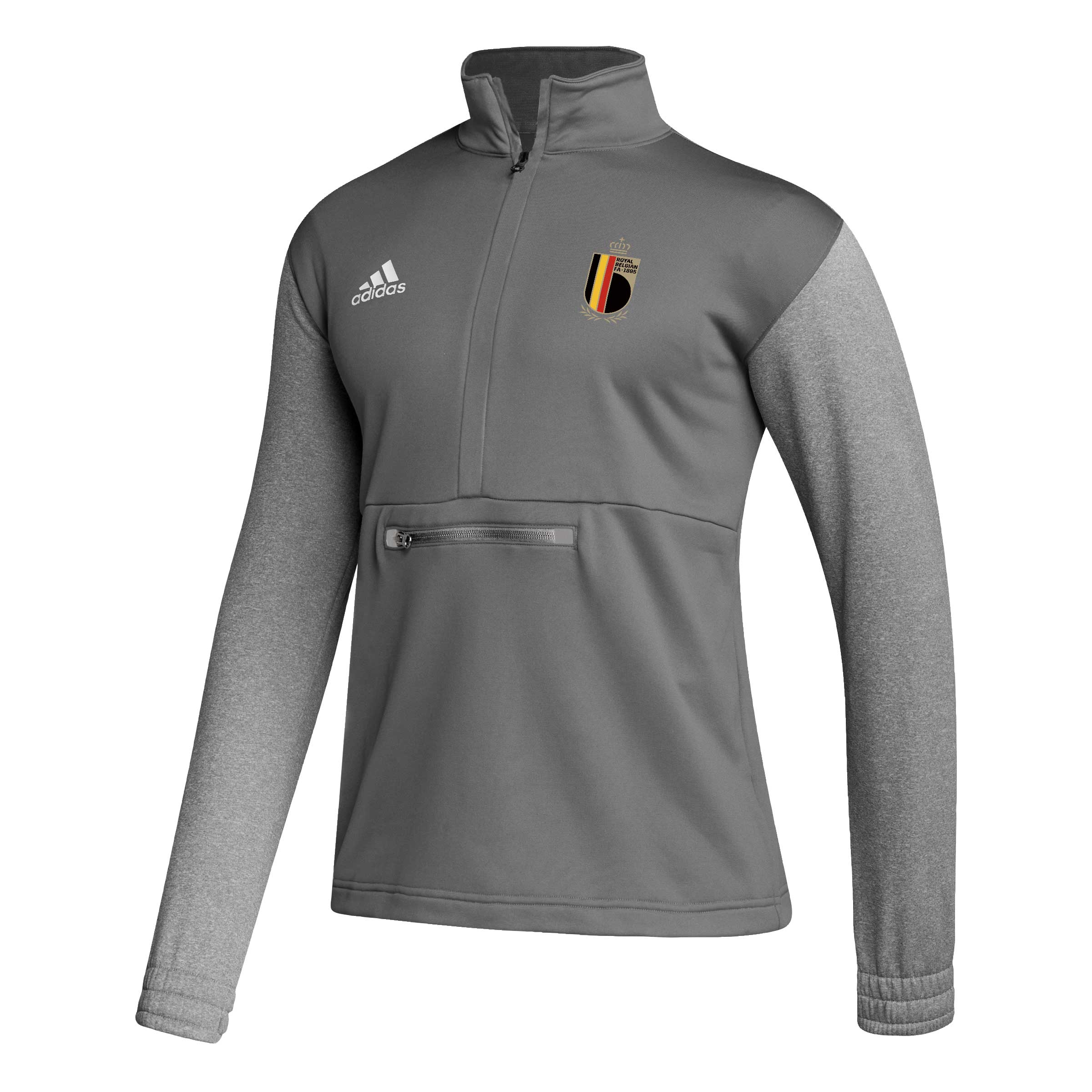 belgium national team adidas crest long sleeve half-zip top – gray Collection | Australia Football Jerseys And World Cup Kits