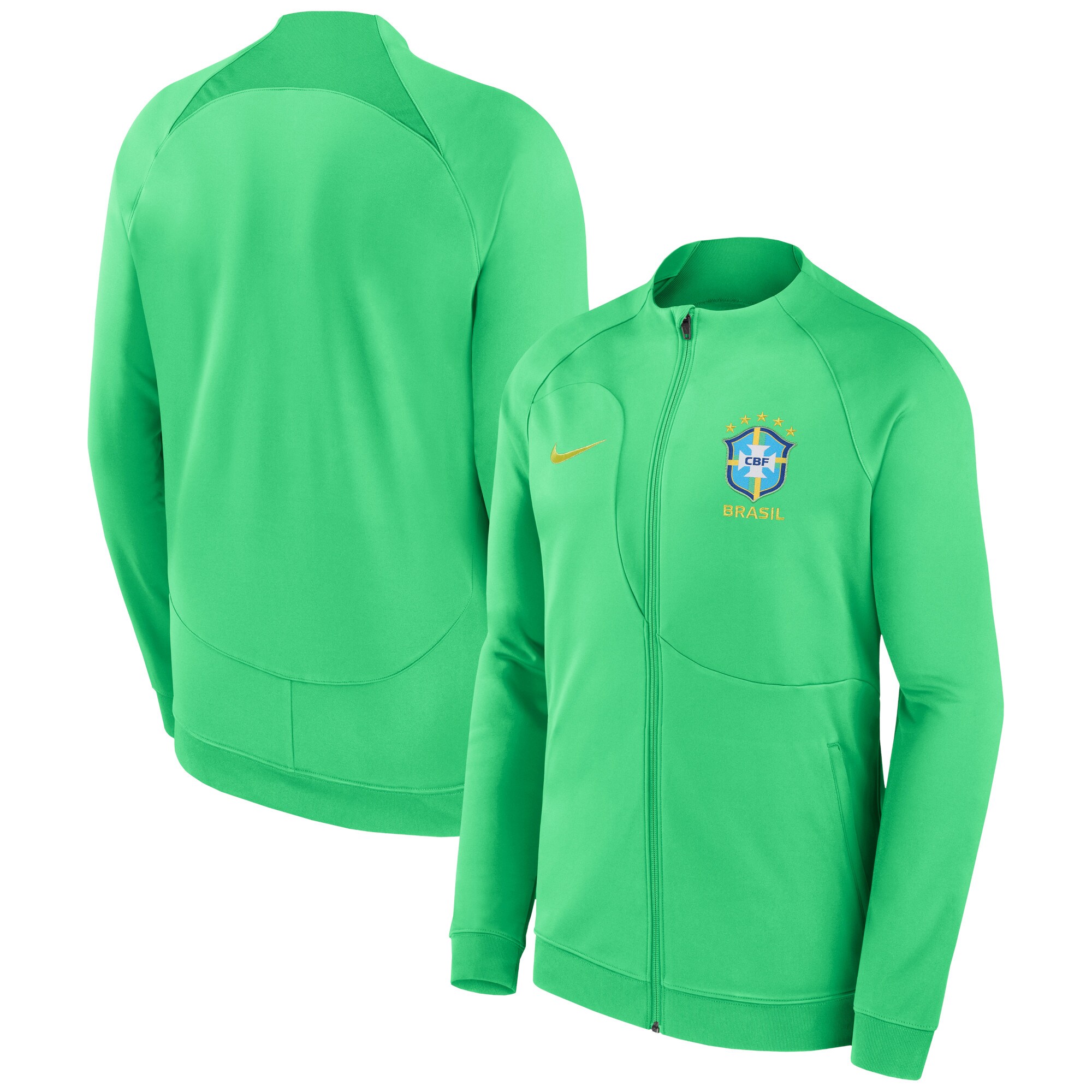 brazil national team nike 2022 academy pro anthem performance raglan full-zip jacket – green Collection | Australia Football Jerseys And World Cup Kits