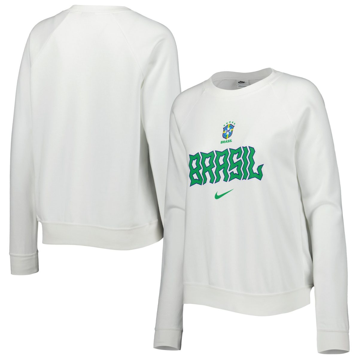 brazil national team nike womens lockup varsity tri-blend raglan pullover sweatshirt – white Collection | Australia Football Jerseys And World Cup Kits
