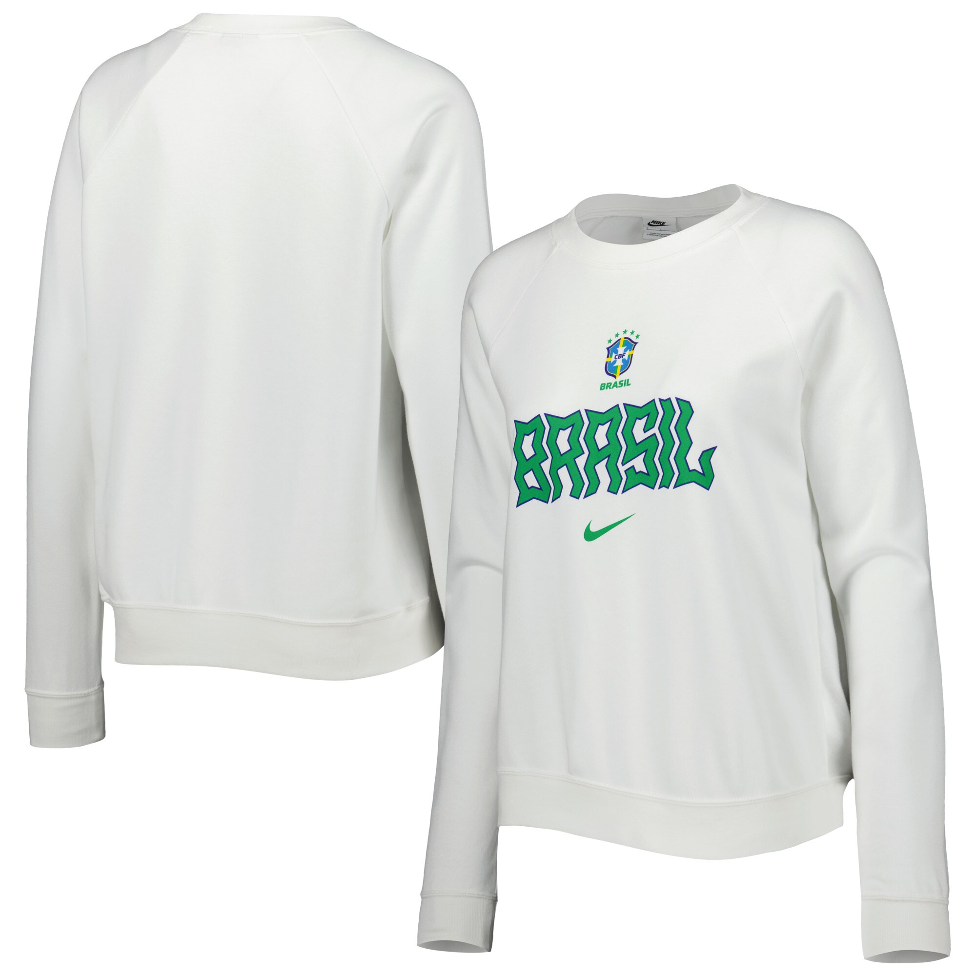 brazil national team nike womens lockup varsity tri-blend raglan pullover sweatshirt – white Collection | Australia Football Jerseys And World Cup Kits
