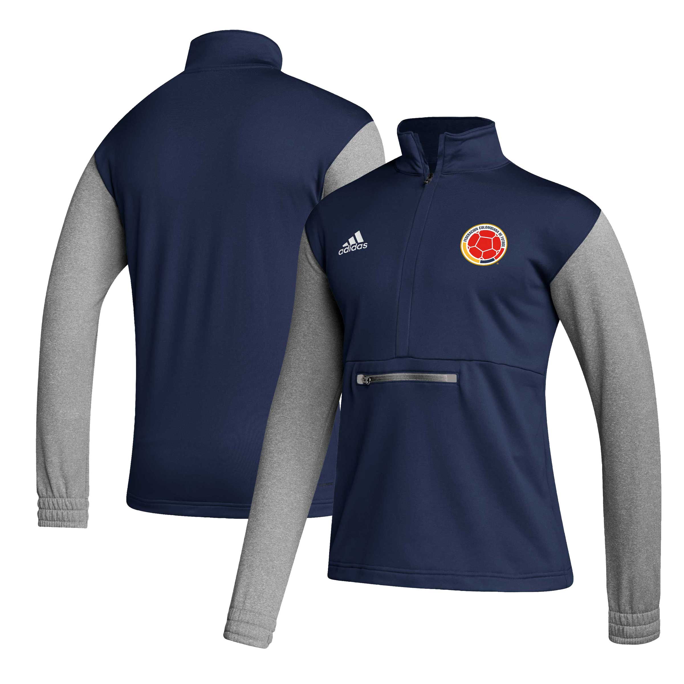 colombia national team adidas crest long sleeve half-zip top – navy Collection | Australia Football Jerseys And World Cup Kits