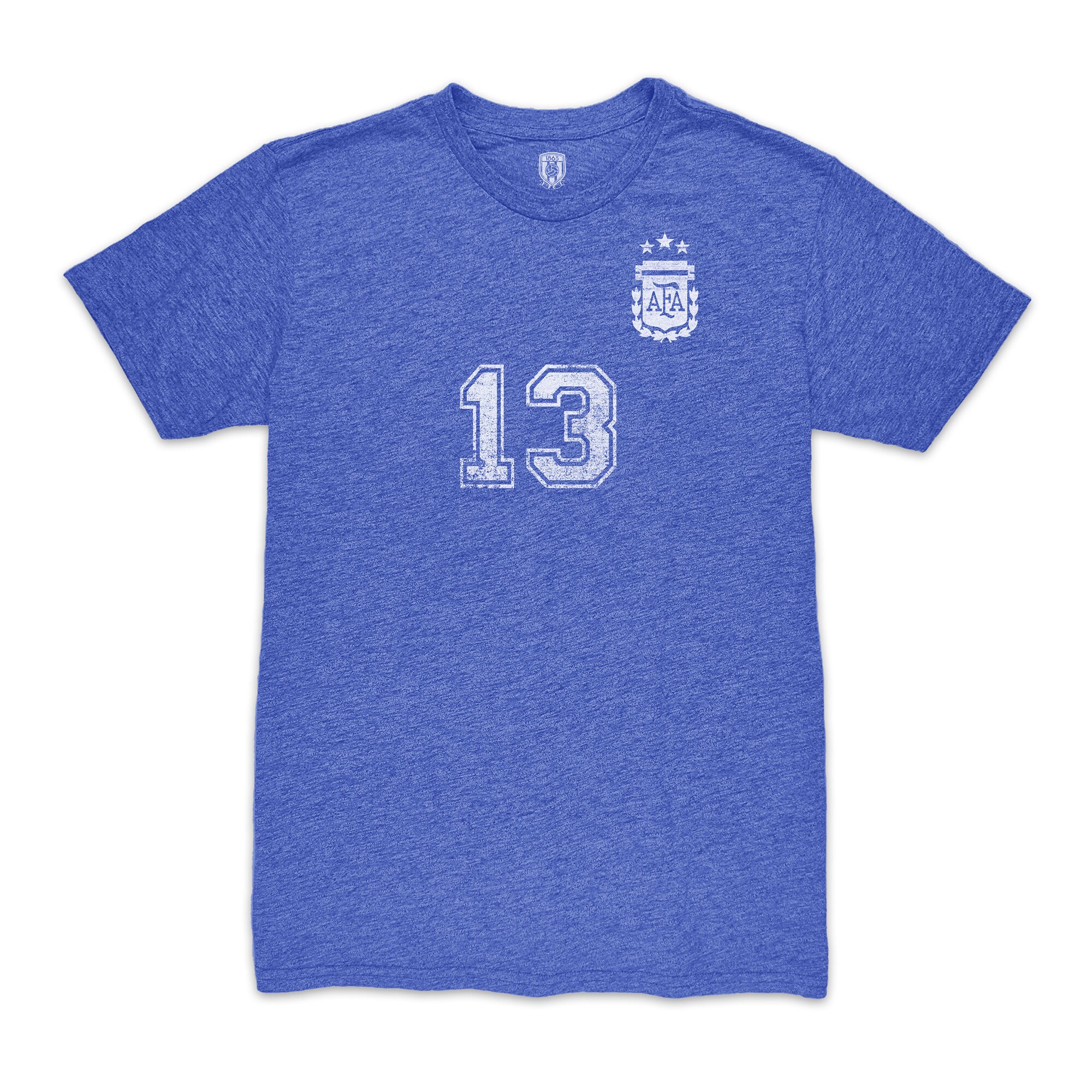 cristian romero argentina national team 1863fc player vintage tri-blend t-shirt – blue Collection | Australia Football Jerseys And World Cup Kits