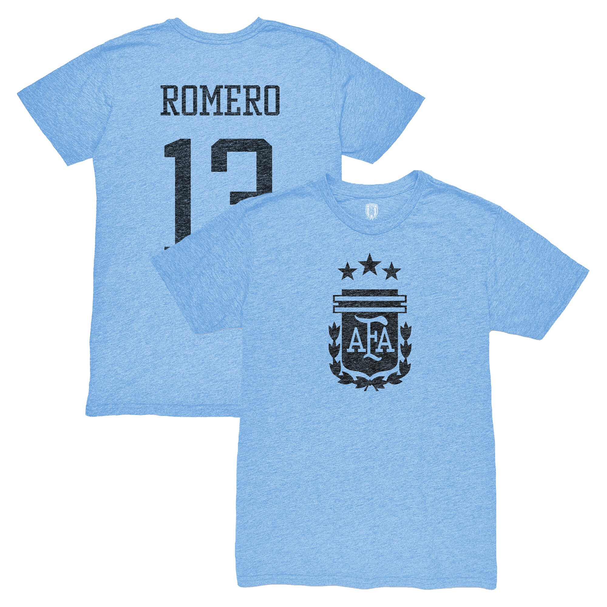 cristian romero argentina national team 1863fc player vintage tri-blend t-shirt – light blue Collection | Australia Football Jerseys And World Cup Kits