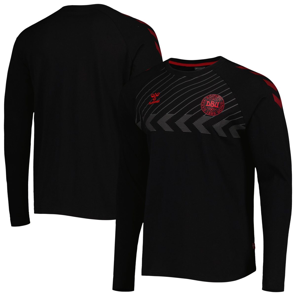 denmark national team fan raglan long sleeve t-shirt – black Collection | Australia Football Jerseys And World Cup Kits