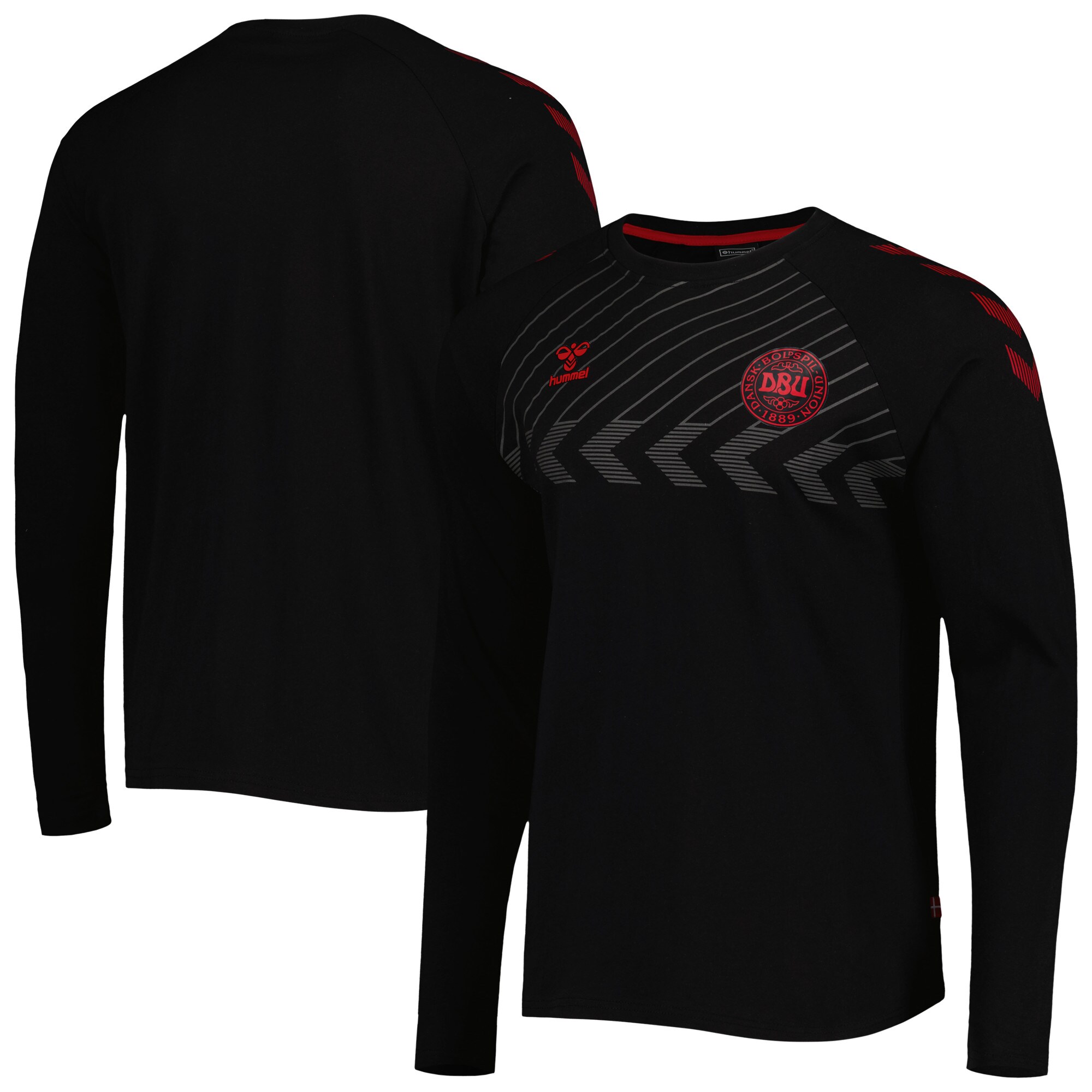 denmark national team fan raglan long sleeve t-shirt – black Collection | Australia Football Jerseys And World Cup Kits