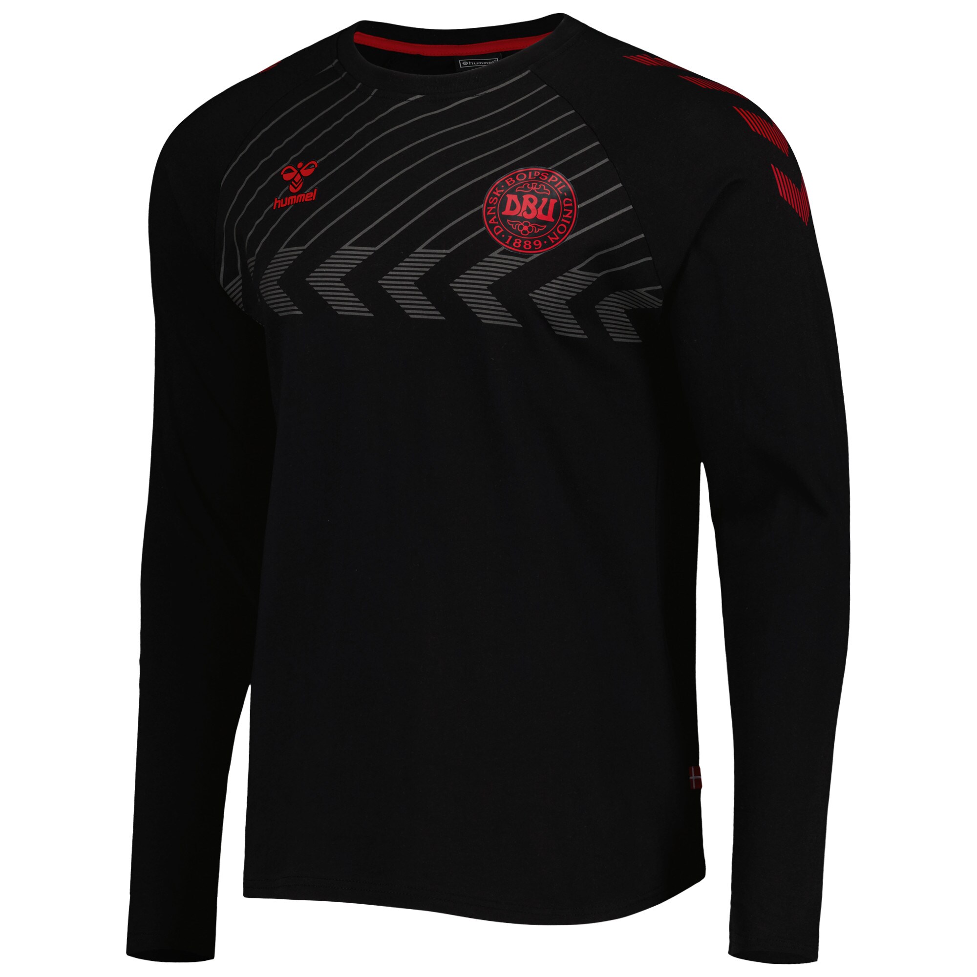 denmark national team fan raglan long sleeve t-shirt – black Collection | Australia Football Jerseys And World Cup Kits