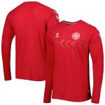 denmark national team fan raglan long sleeve t-shirt – red Collection | Australia Football Jerseys And World Cup Kits