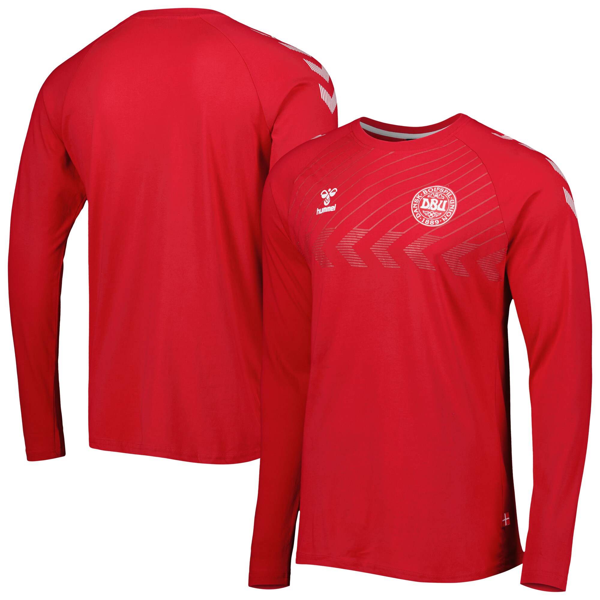 denmark national team fan raglan long sleeve t-shirt – red Collection | Australia Football Jerseys And World Cup Kits