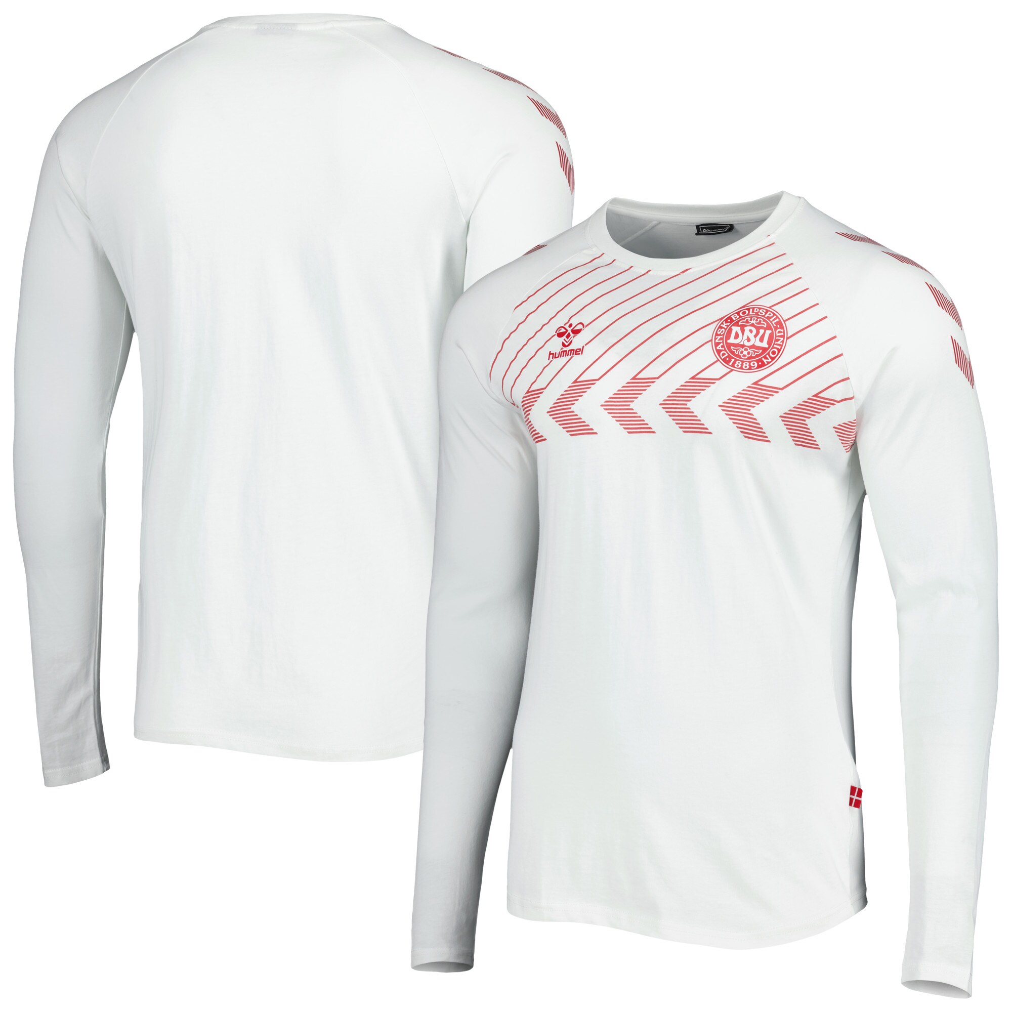 denmark national team fan raglan long sleeve t-shirt – white Collection | Australia Football Jerseys And World Cup Kits