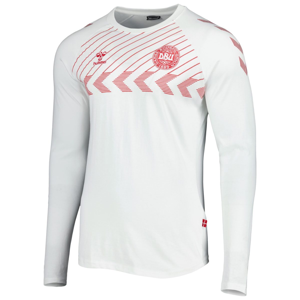 denmark national team fan raglan long sleeve t-shirt – white Collection | Australia Football Jerseys And World Cup Kits