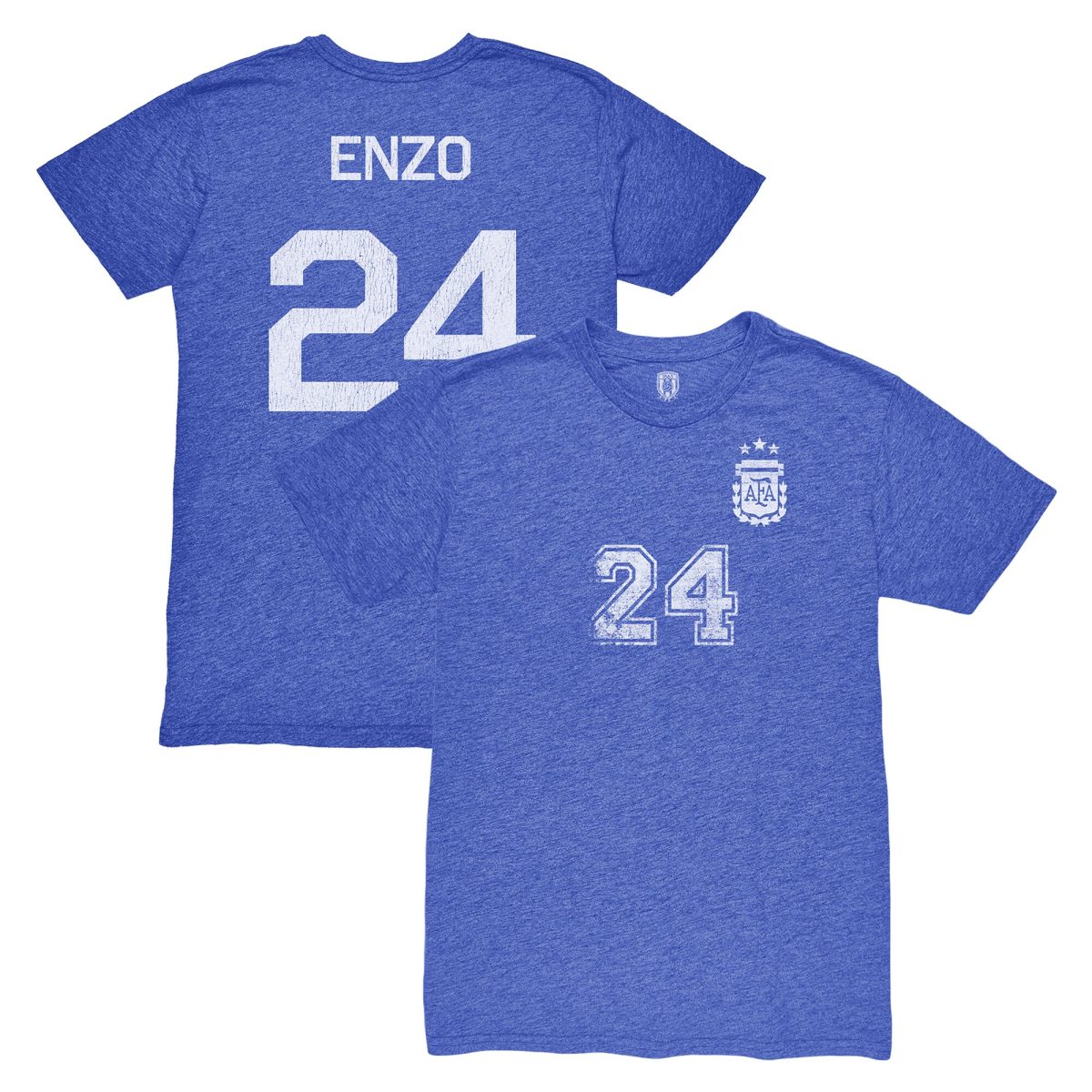 enzo fernández argentina national team 1863fc player vintage tri-blend t-shirt – blue Collection | Australia Football Jerseys And World Cup Kits