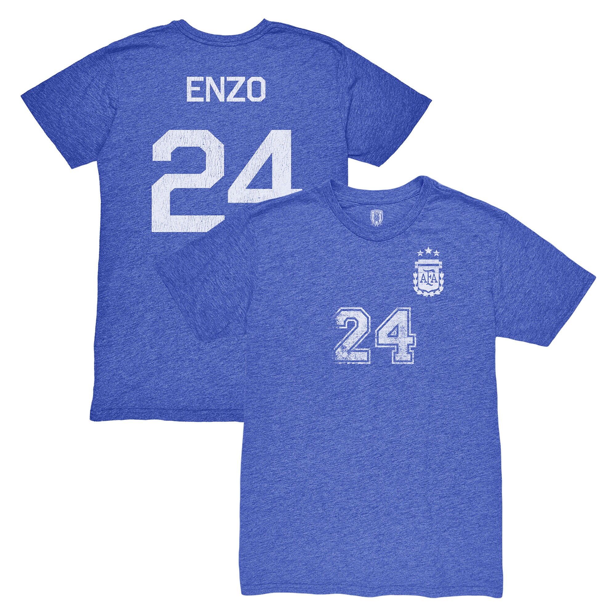 enzo fernández argentina national team 1863fc player vintage tri-blend t-shirt – blue Collection | Australia Football Jerseys And World Cup Kits