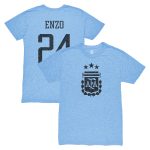 enzo fernández argentina national team 1863fc player vintage tri-blend t-shirt – light blue Collection | Australia Football Jerseys And World Cup Kits
