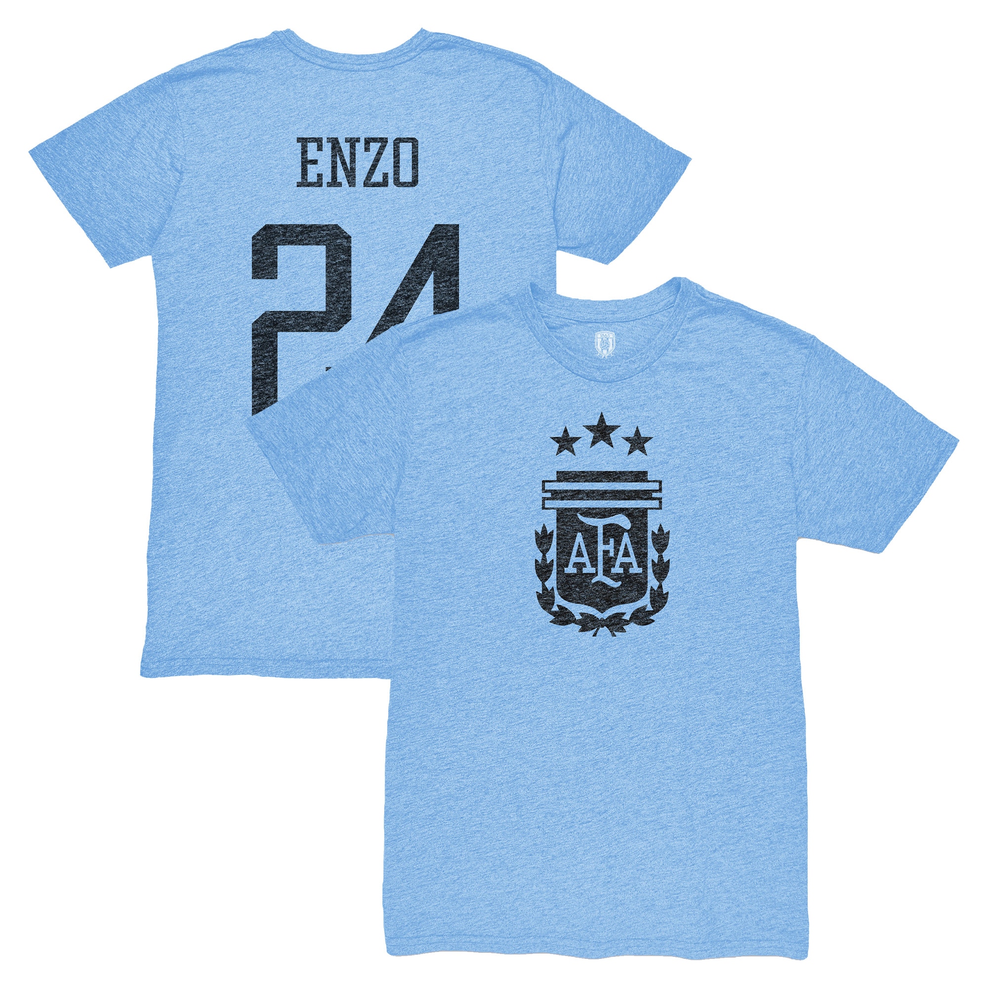 enzo fernández argentina national team 1863fc player vintage tri-blend t-shirt – light blue Collection | Australia Football Jerseys And World Cup Kits