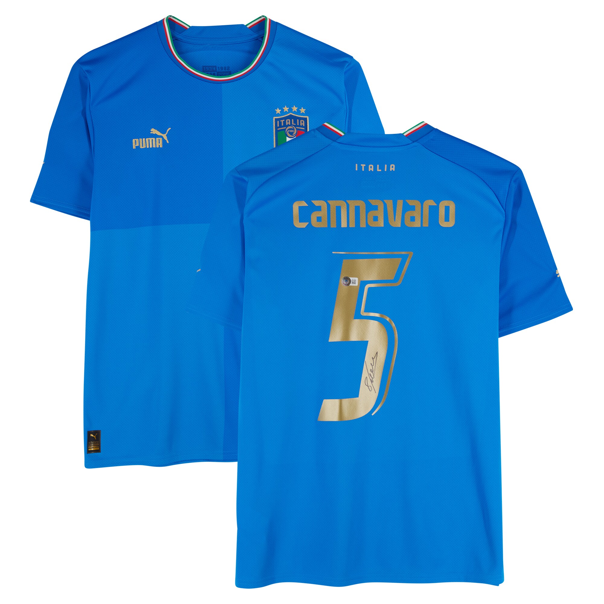 fabio cannavaro italy national team autographed fanatics authentic 2022-23 blue home puma jersey – bas Collection | Australia Football Jerseys And World Cup Kits