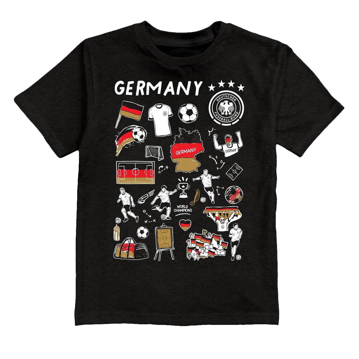 germany national team vive la fete youth impressions artwork t-shirt – black Collection | Australia Football Jerseys And World Cup Kits