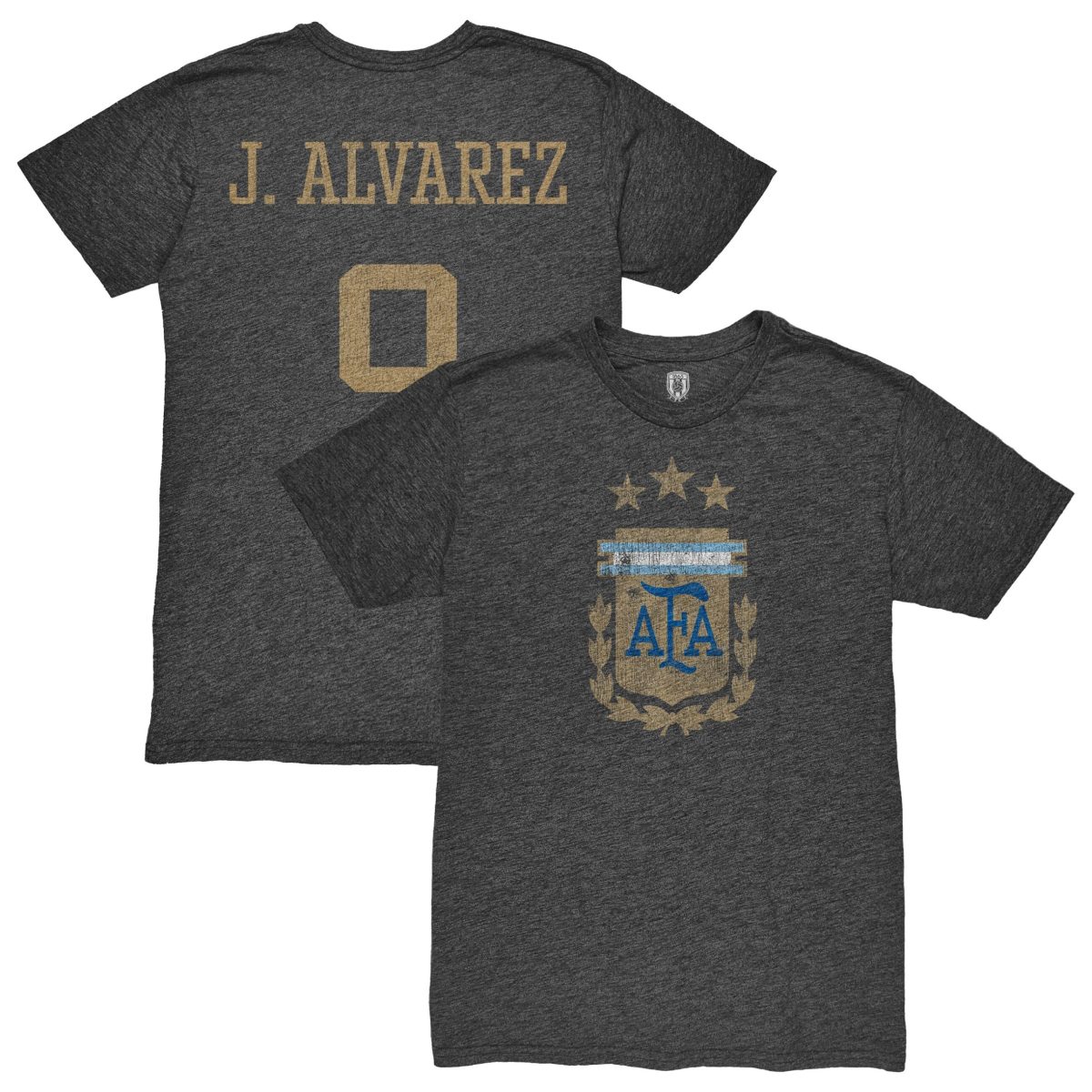 julián Álvarez argentina national team 1863fc player retro tri-blend t-shirt – heather black Collection | Australia Football Jerseys And World Cup Kits