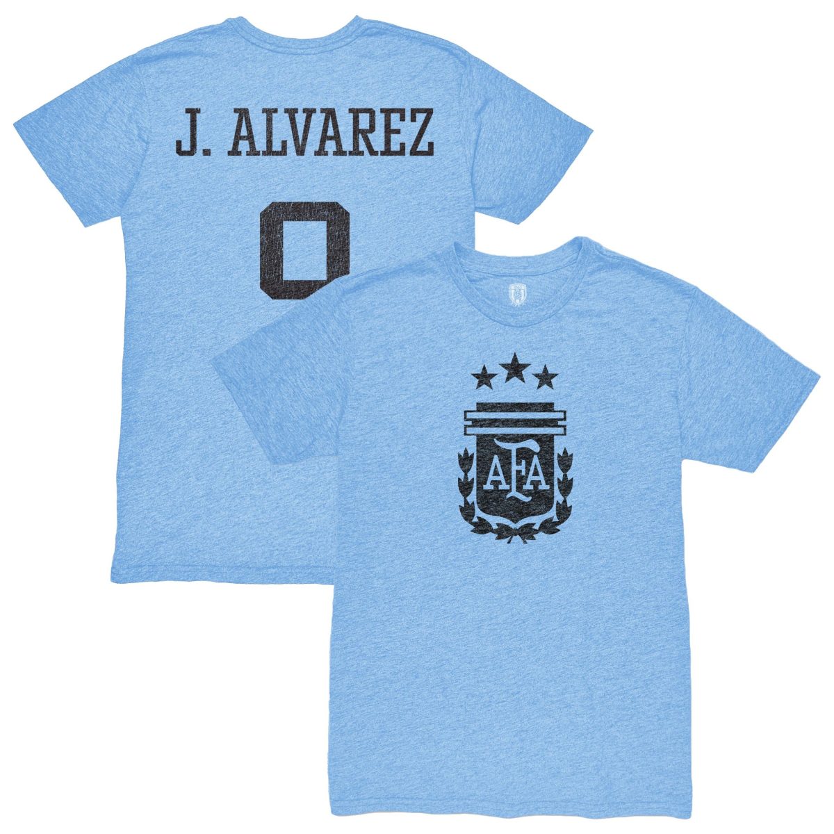 julián Álvarez argentina national team 1863fc player retro tri-blend t-shirt – light blue Collection | Australia Football Jerseys And World Cup Kits