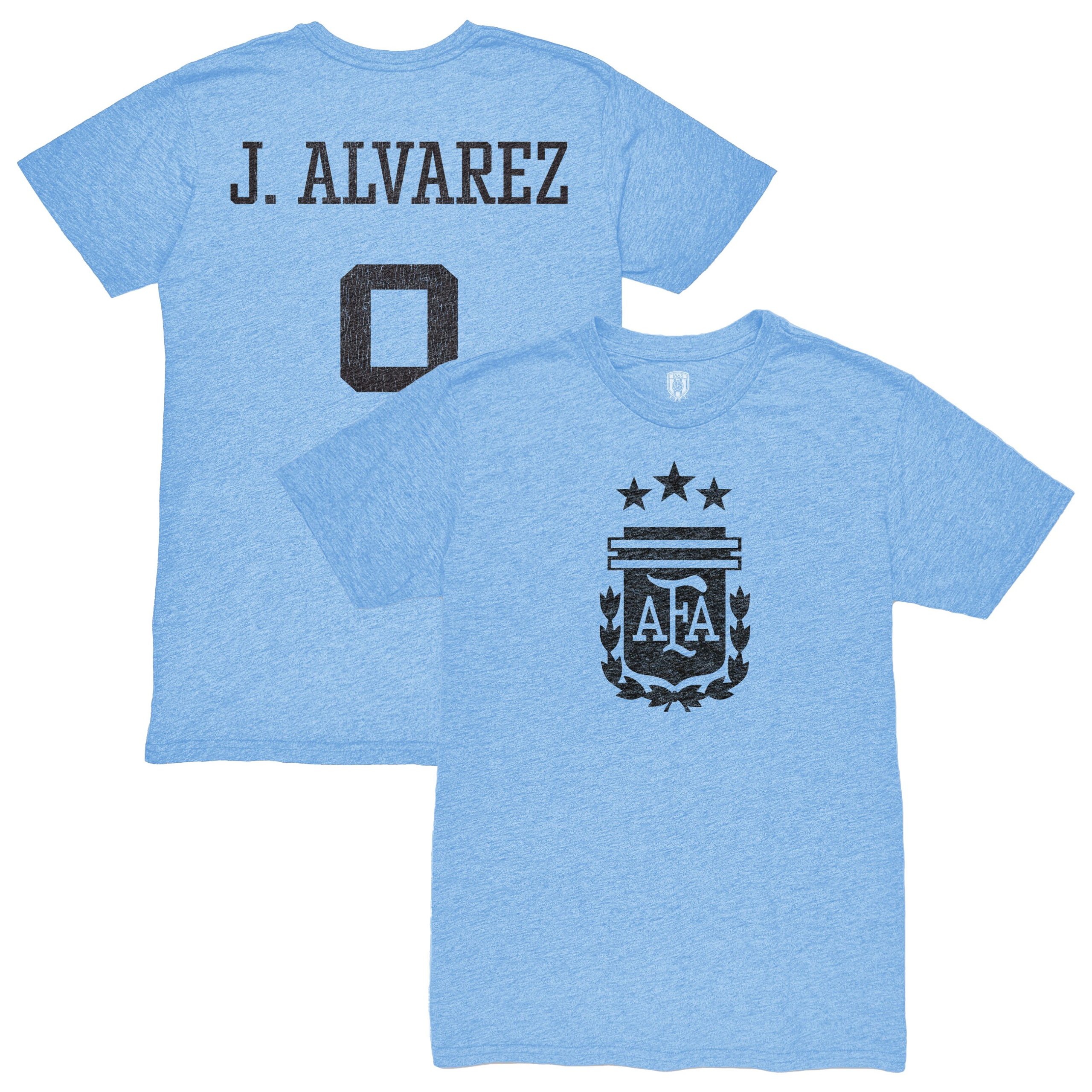julián Álvarez argentina national team 1863fc player retro tri-blend t-shirt – light blue Collection | Australia Football Jerseys And World Cup Kits