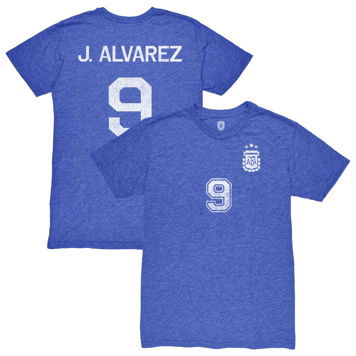 julián Álvarez argentina national team 1863fc retro name  number tri-blend t-shirt – blue Collection | Australia Football Jerseys And World Cup Kits