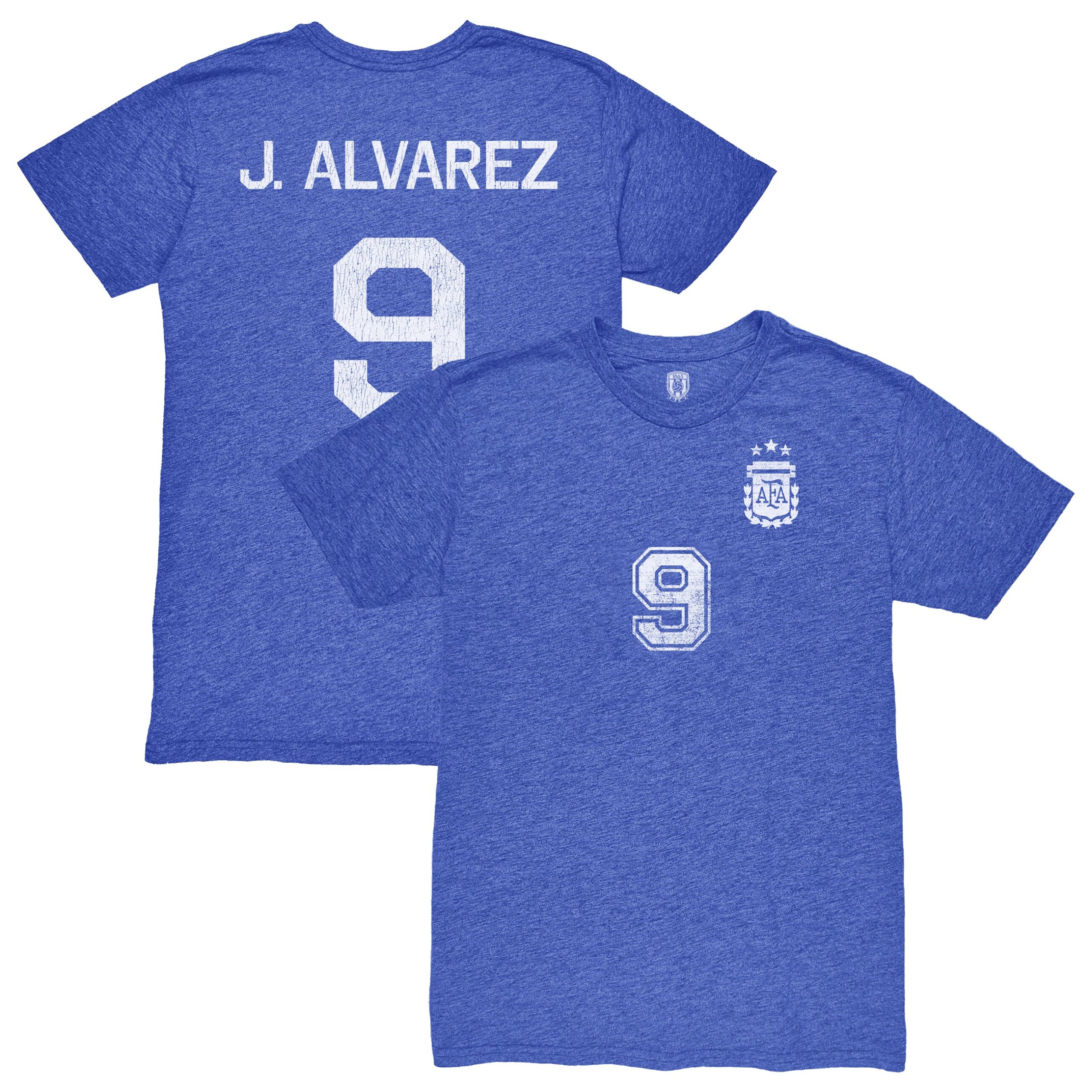julián Álvarez argentina national team 1863fc retro name  number tri-blend t-shirt – blue Collection | Australia Football Jerseys And World Cup Kits
