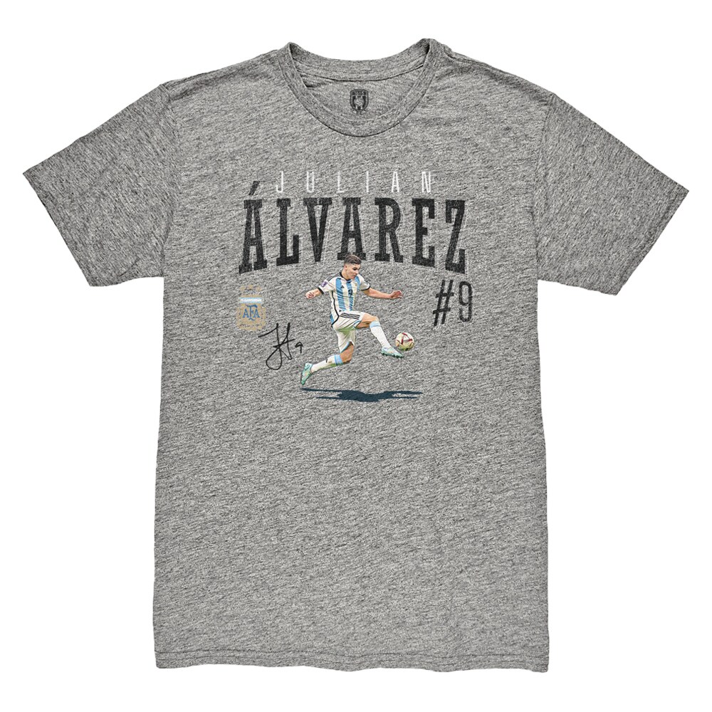 julián Álvarez argentina national team 1863fc snapshot tri-blend t-shirt – heather gray Collection | Australia Football Jerseys And World Cup Kits