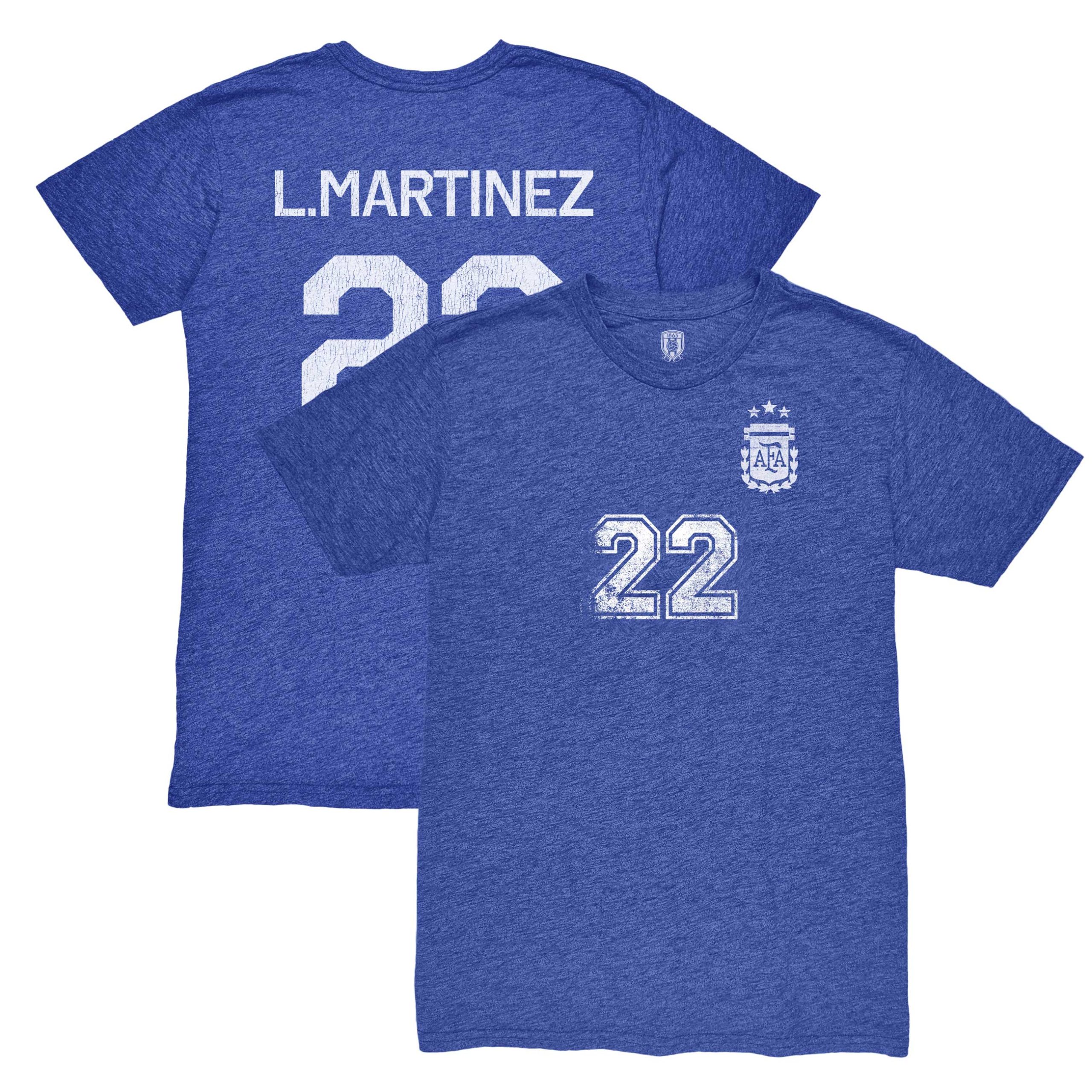 lautaro martinez argentina national team 1863fc retro player tri-blend t-shirt – blue Collection | Australia Football Jerseys And World Cup Kits
