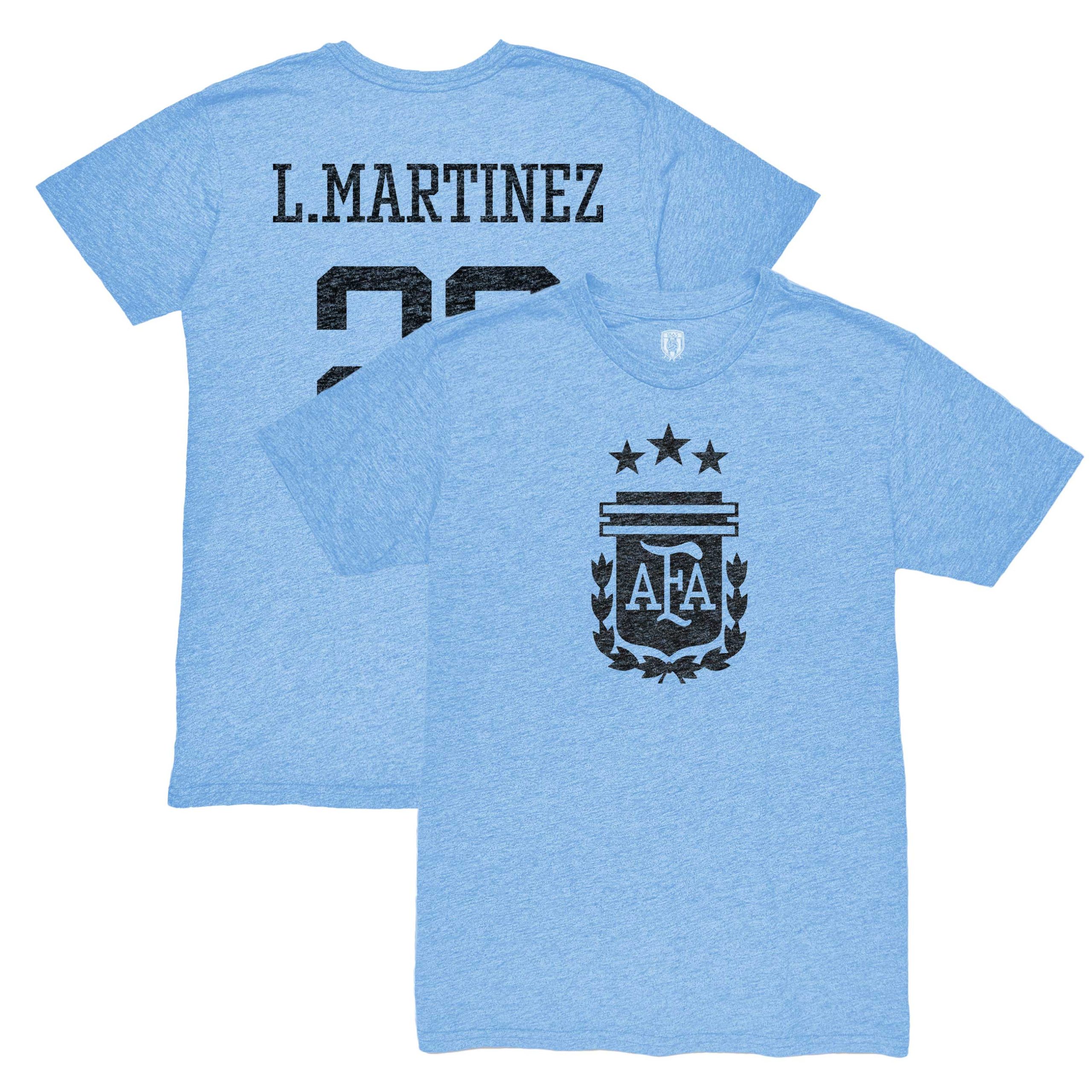 lautaro martinez argentina national team 1863fc retro player tri-blend t-shirt – light blue Collection | Australia Football Jerseys And World Cup Kits