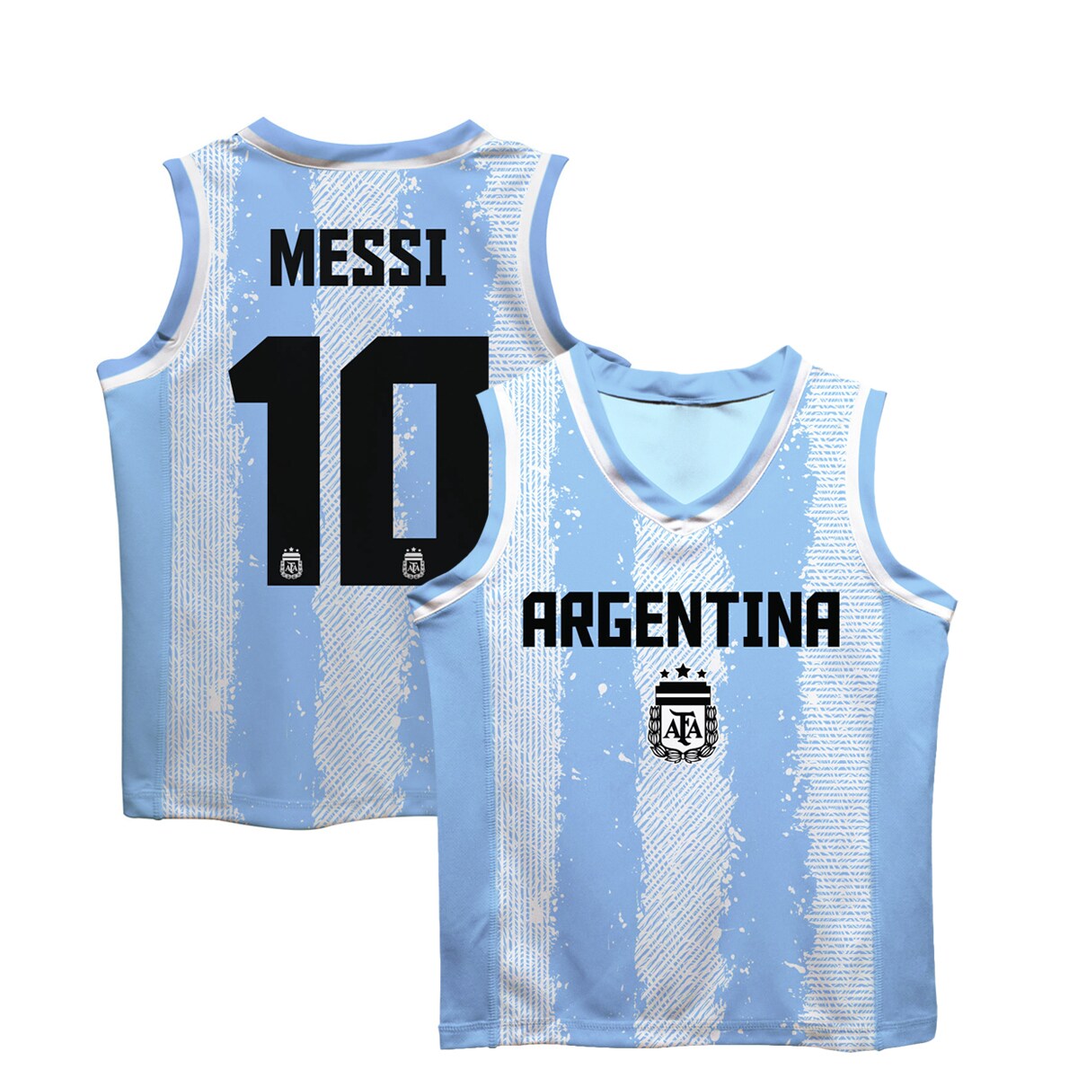 lionel messi argentina national team vive la fete toddler painted stripes basketball jersey – light blue Collection | Australia Football Jerseys And World Cup Kits